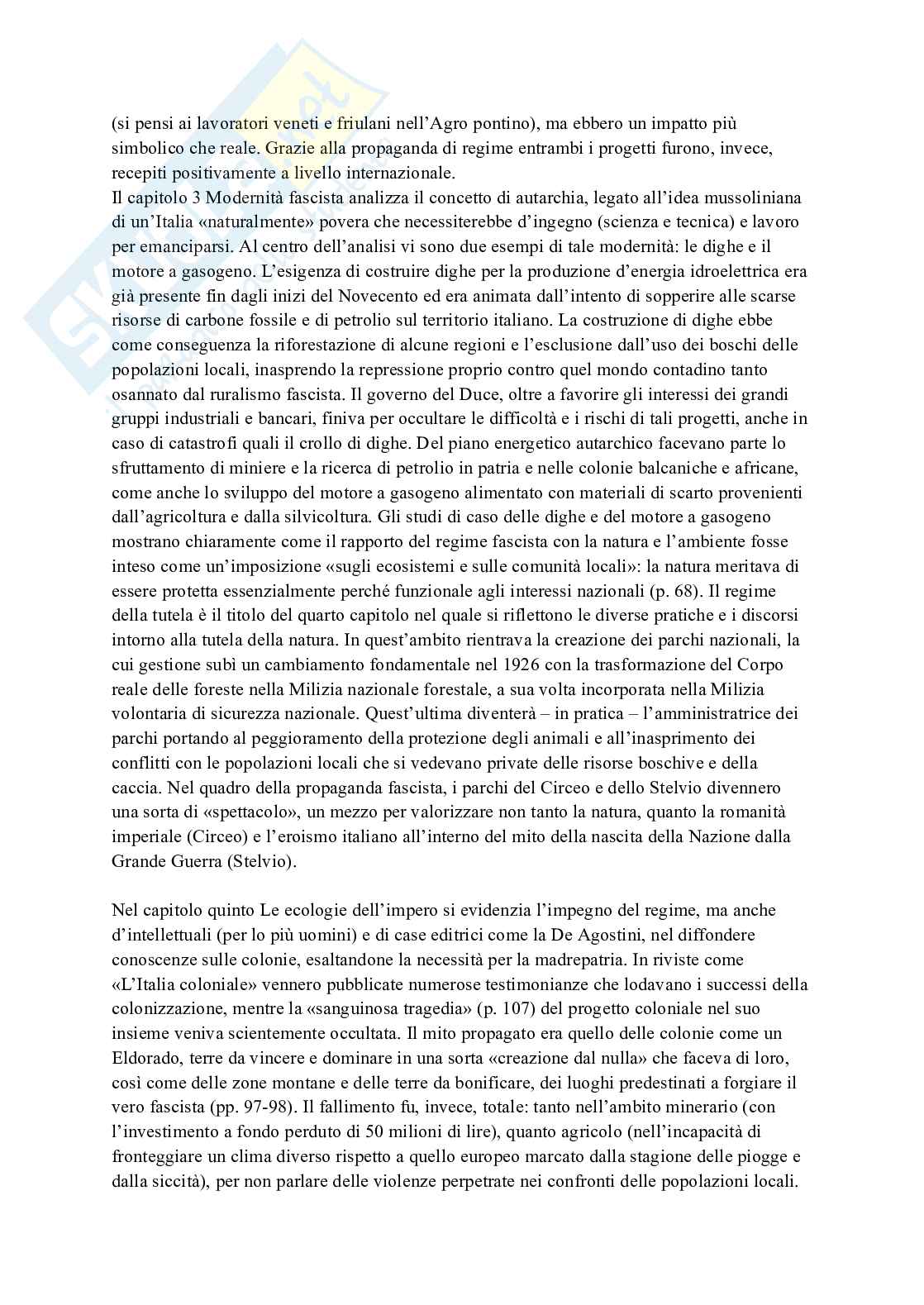Riassunto esame Storia contemporanea, Prof. Bassi Daniele, libro consigliato La natura del duce: una storia ambientata nel fascismo, Armiero Pag. 2