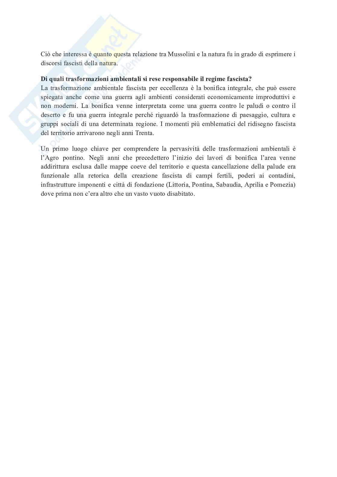 Riassunto esame Storia contemporanea, Prof. Bassi Daniele, libro consigliato La natura del duce: una storia ambientata nel fascismo, Armiero Pag. 6