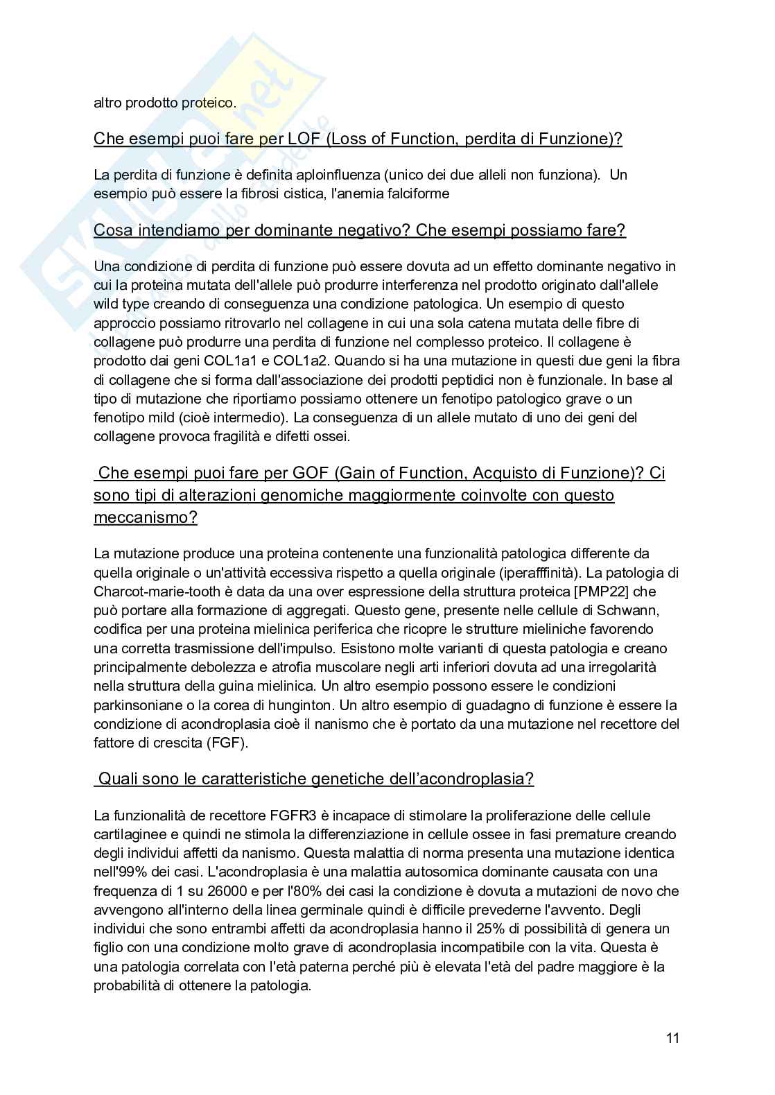 Genetica medica e farmacogenetio Pag. 11