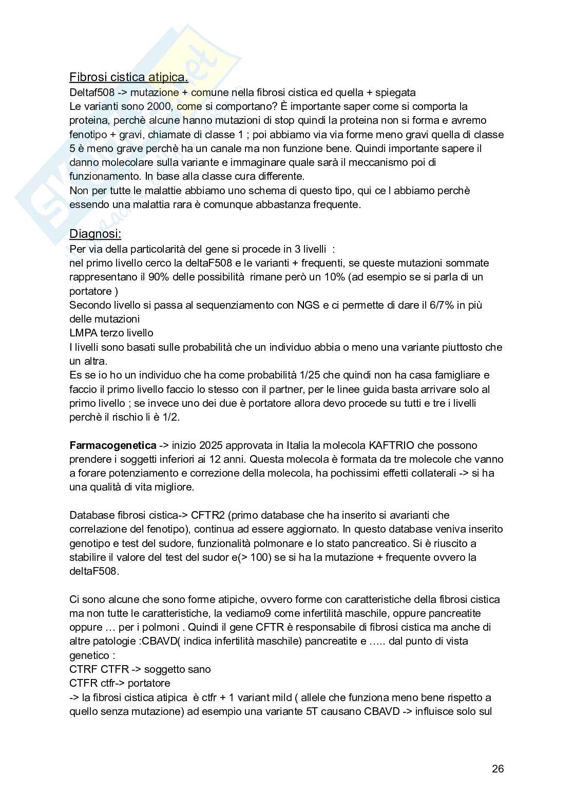 Genetica medica e farmacogenetio Pag. 26