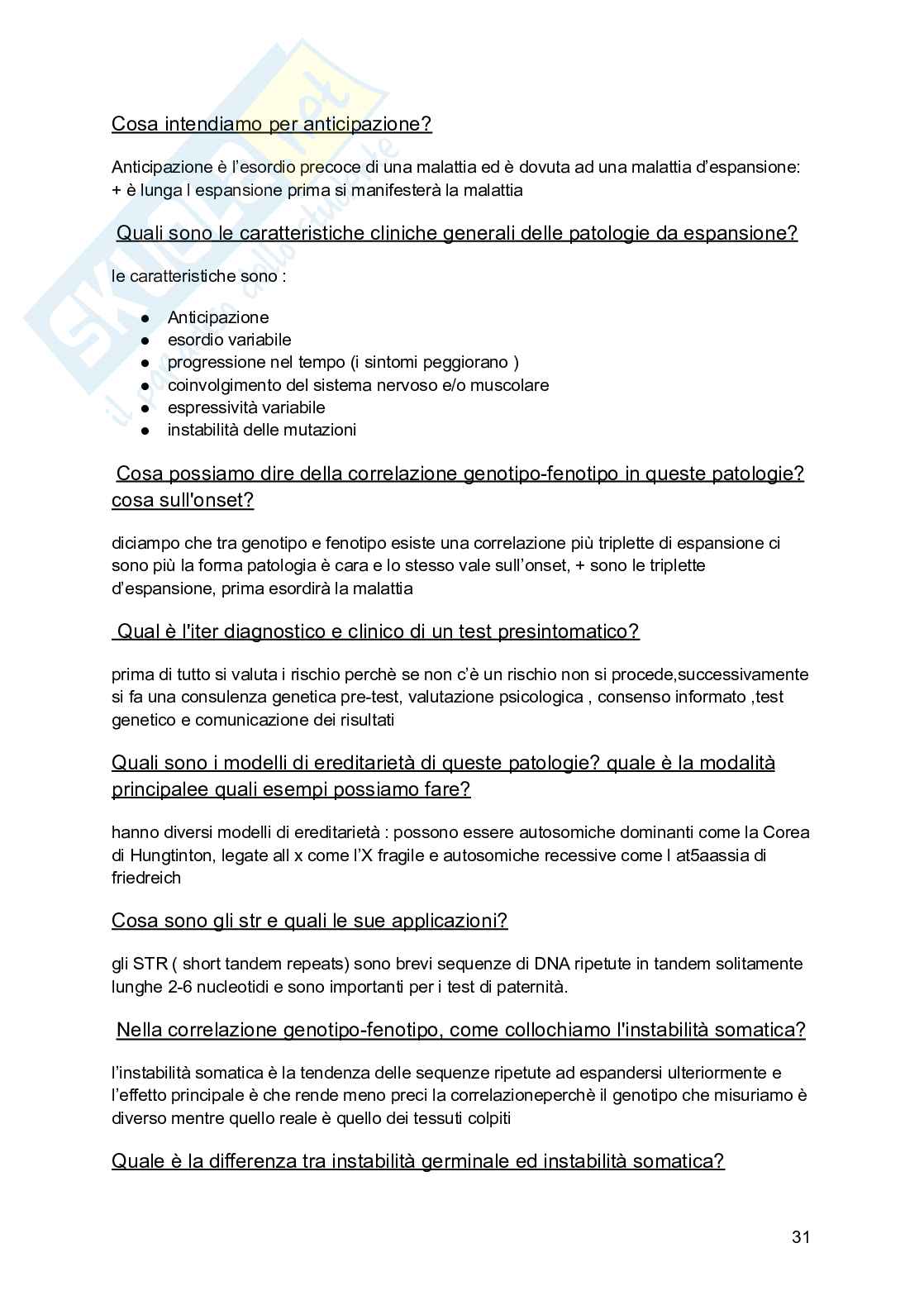 Genetica medica e farmacogenetio Pag. 31