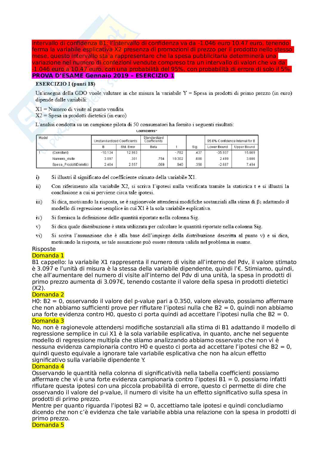 Esercizi svolti di statistica Pag. 6