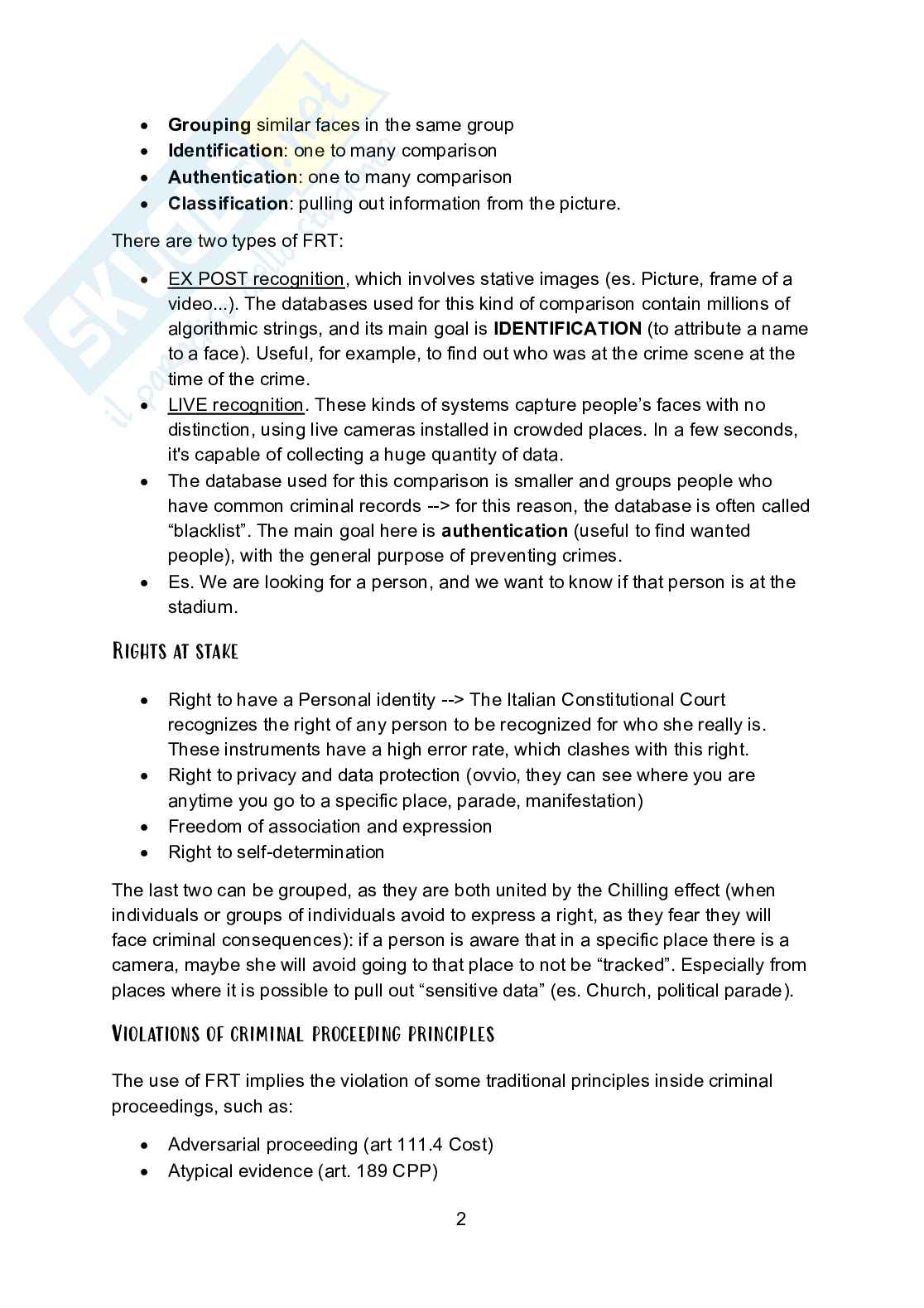 Facial recognition technologies  Pag. 2