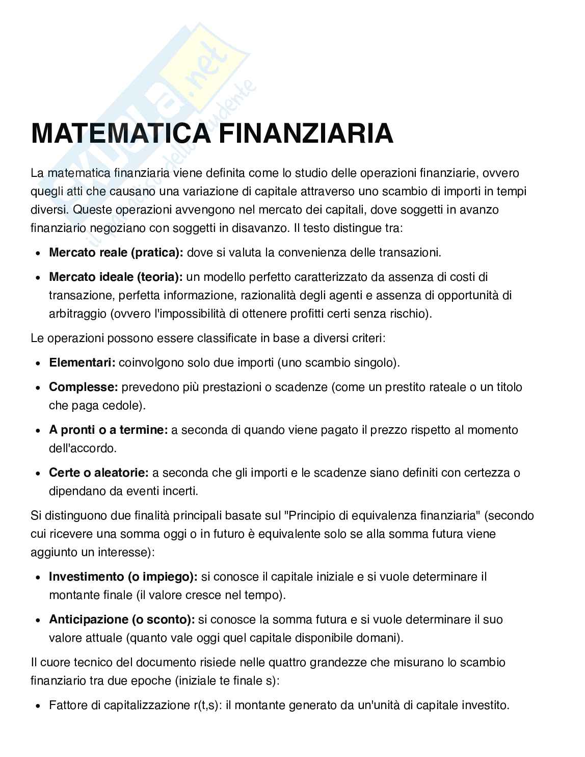 Matematica finanziaria  Pag. 1