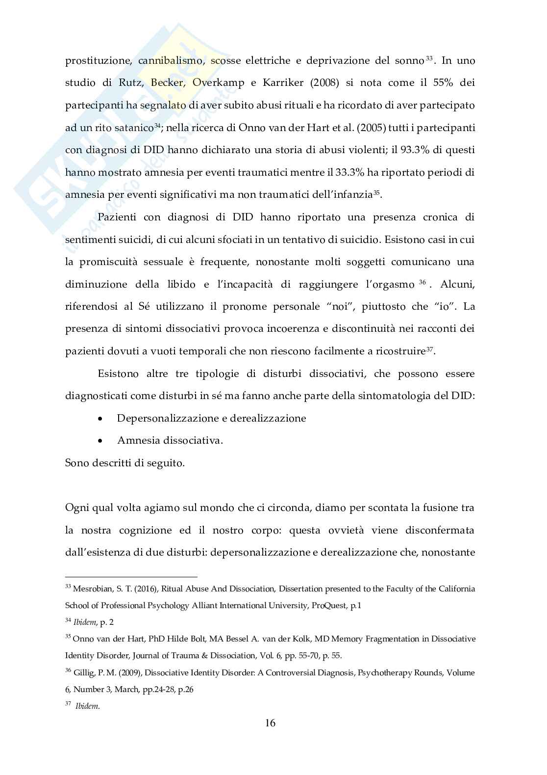 Memoria nel disturbo dissociativo dell'identità Pag. 16