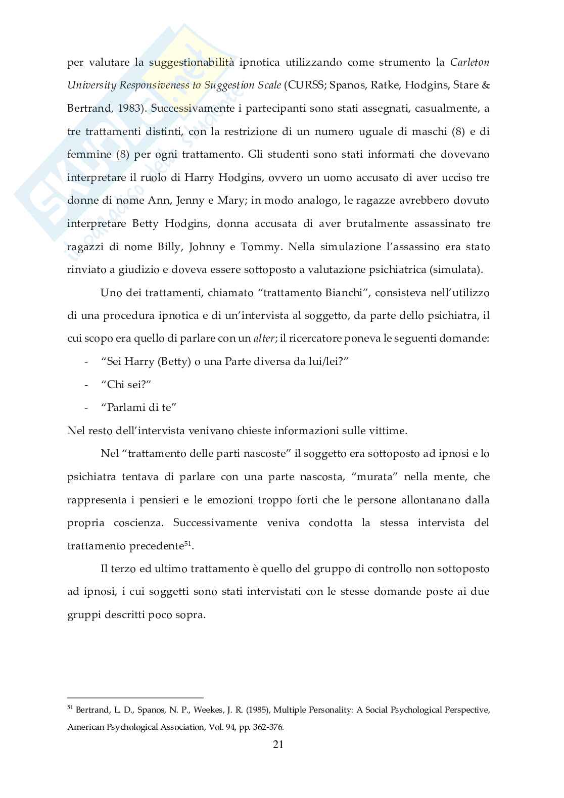 Memoria nel disturbo dissociativo dell'identità Pag. 21