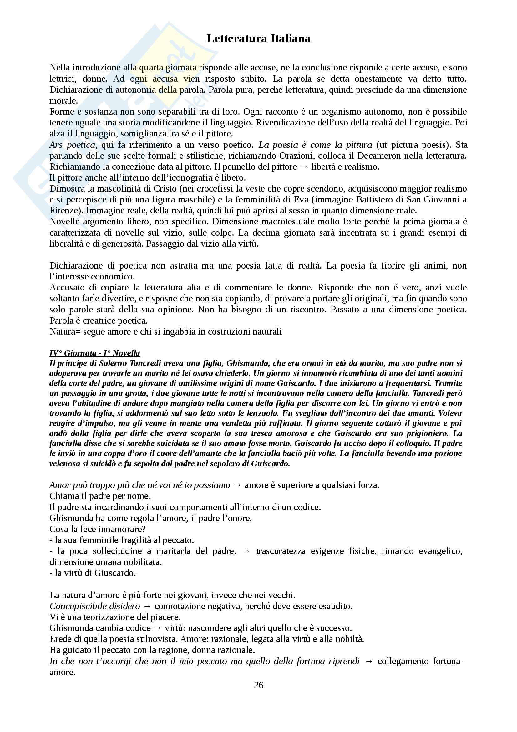 Letteratura Italiana - Appunti Pag. 26