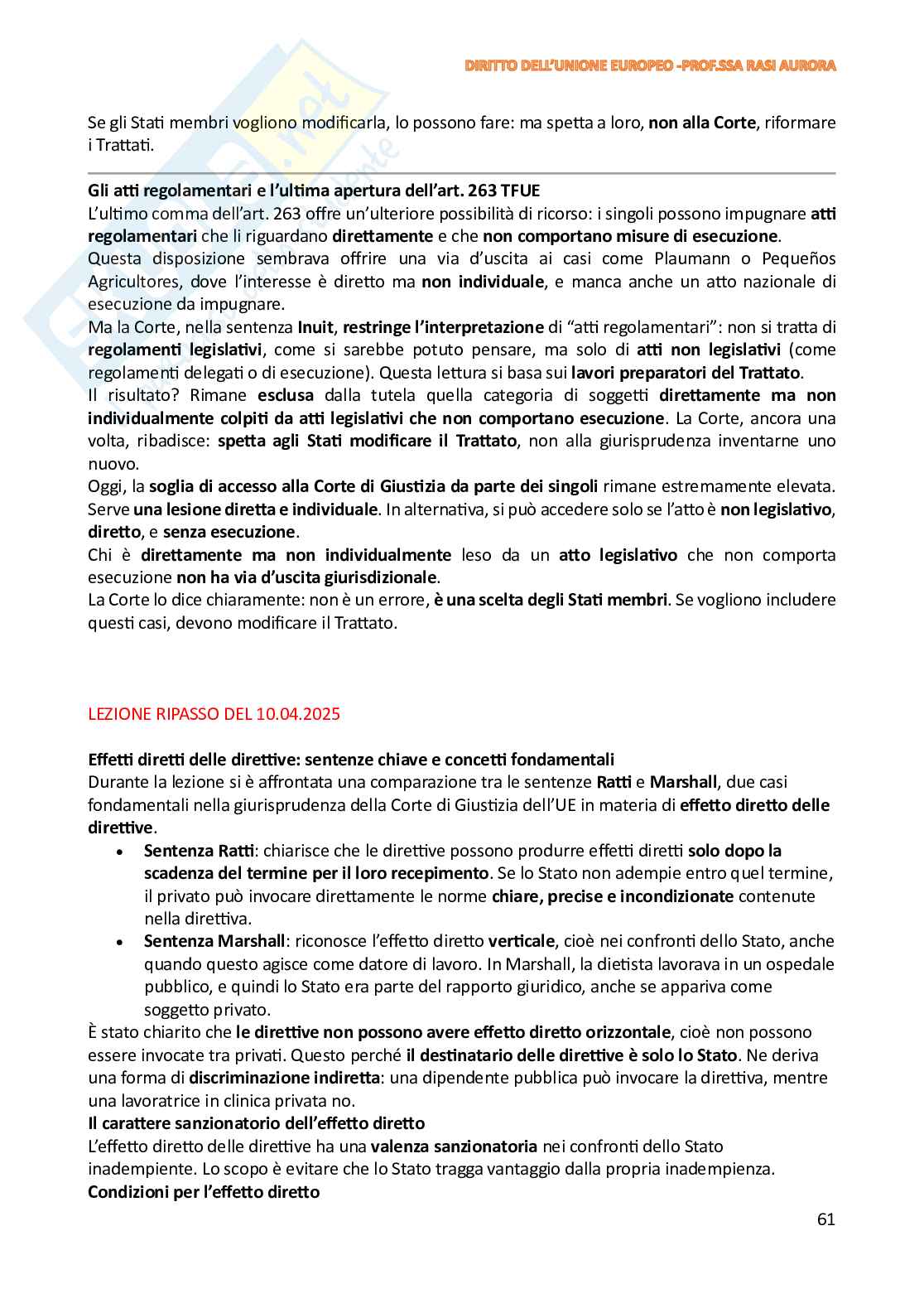 Appunti di Diritto dell'Unione Europea Pag. 61