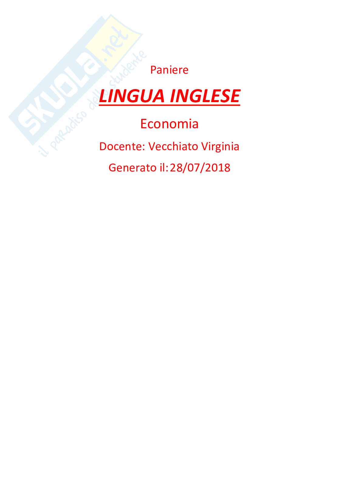 Paniere lingua inglese economia - risposte multiple Pag. 1