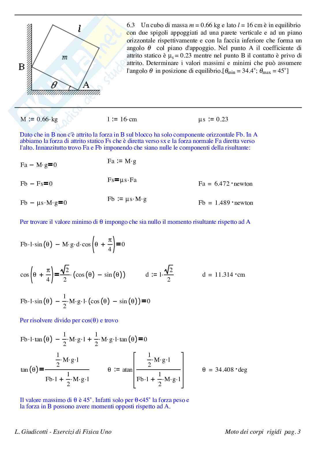 Esercizi di meccanica Pag. 1
