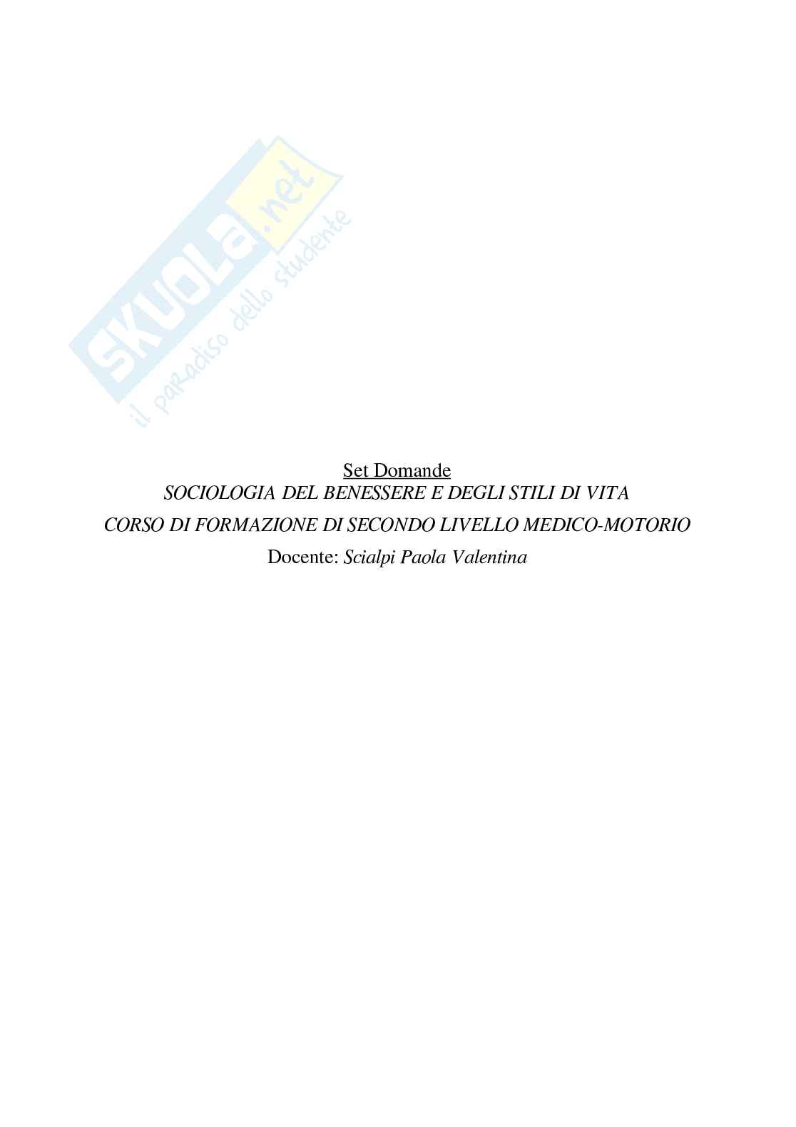 Paniere Sociologia del benessere e degli stili di vita (2026) - Risposte multiple corrette Pag. 2