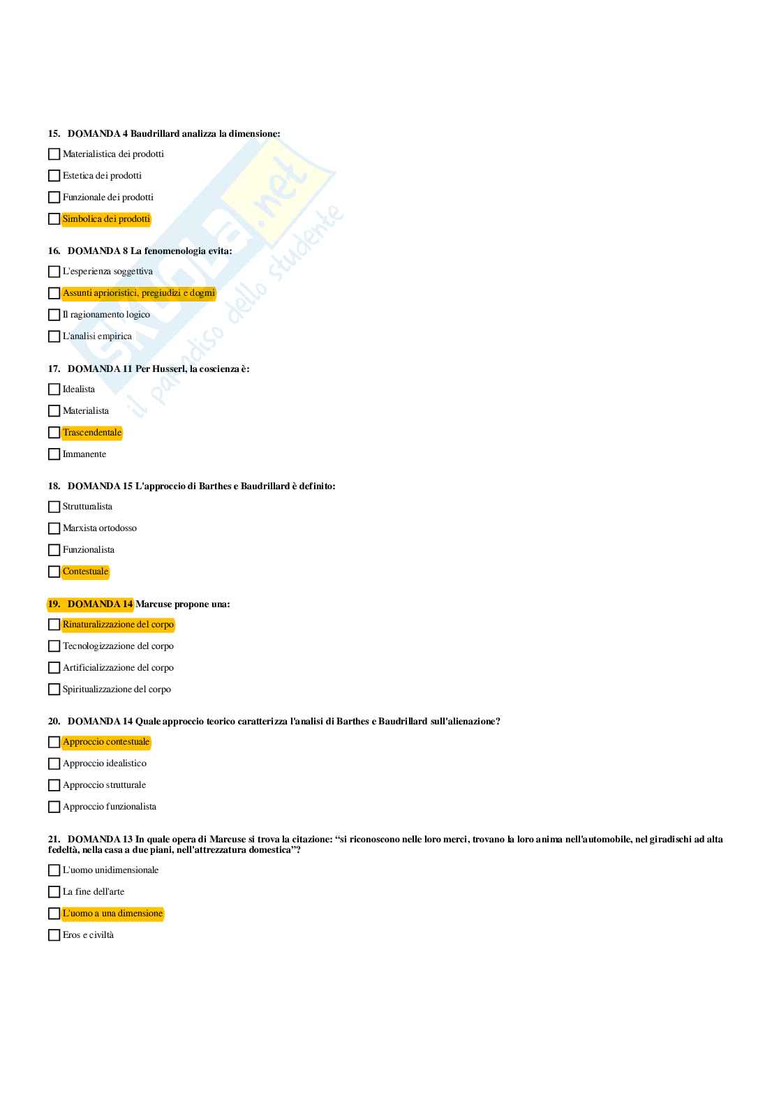 Paniere Sociologia del benessere e degli stili di vita (2026) - Risposte multiple corrette Pag. 31