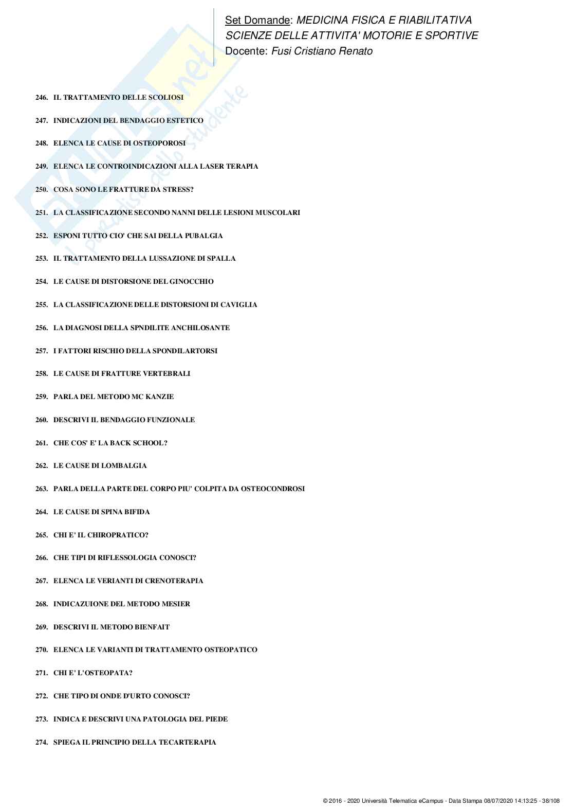 Set Domande Paniere Risposte Chiuse Medicina Fisica e Riabilitativa Pag. 36