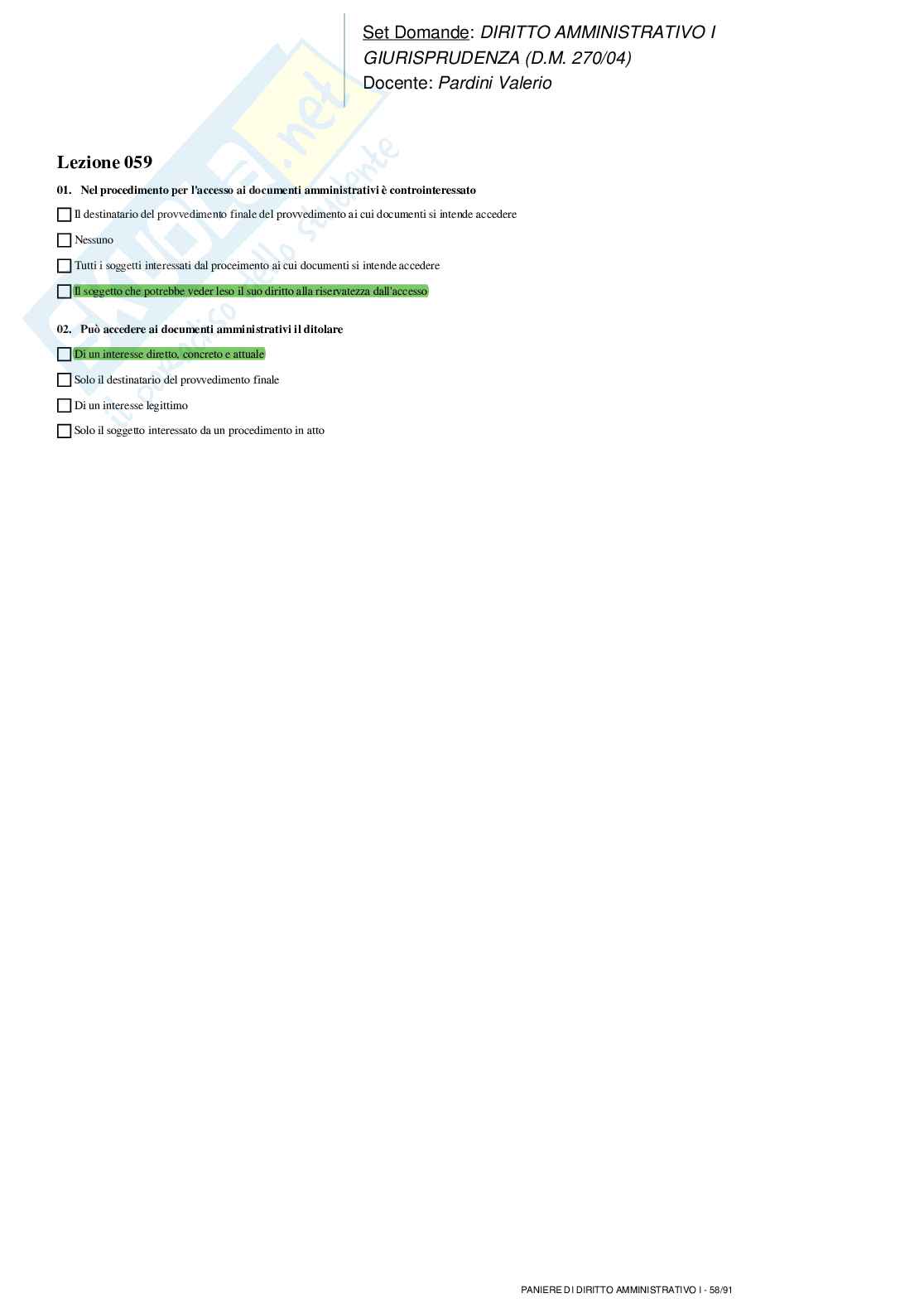 Paniere nuovo completo di Diritto amministrativo I   Pag. 76