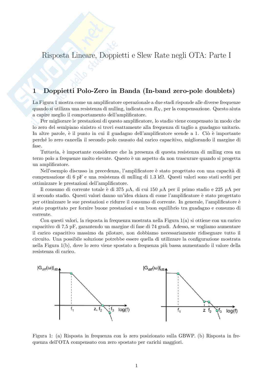 Risposta Lineare, Slew Rate OTA: parte 1 Pag. 1