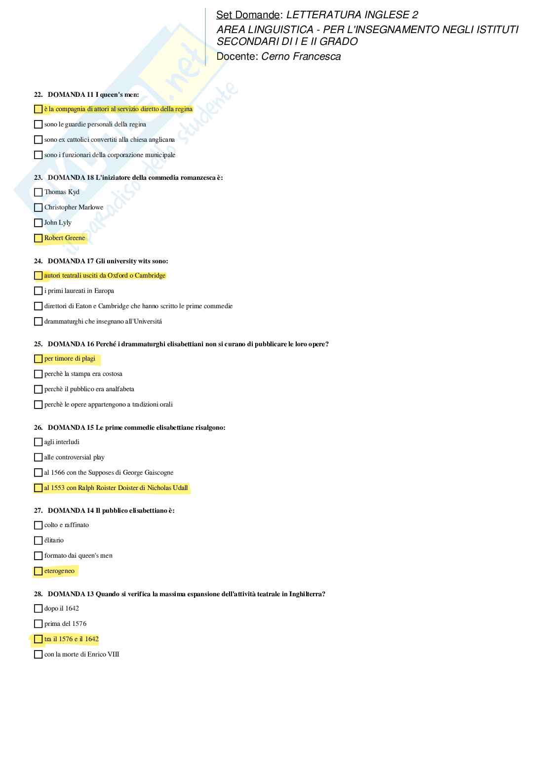 Paniere Letteratura inglese 2 Pag. 11