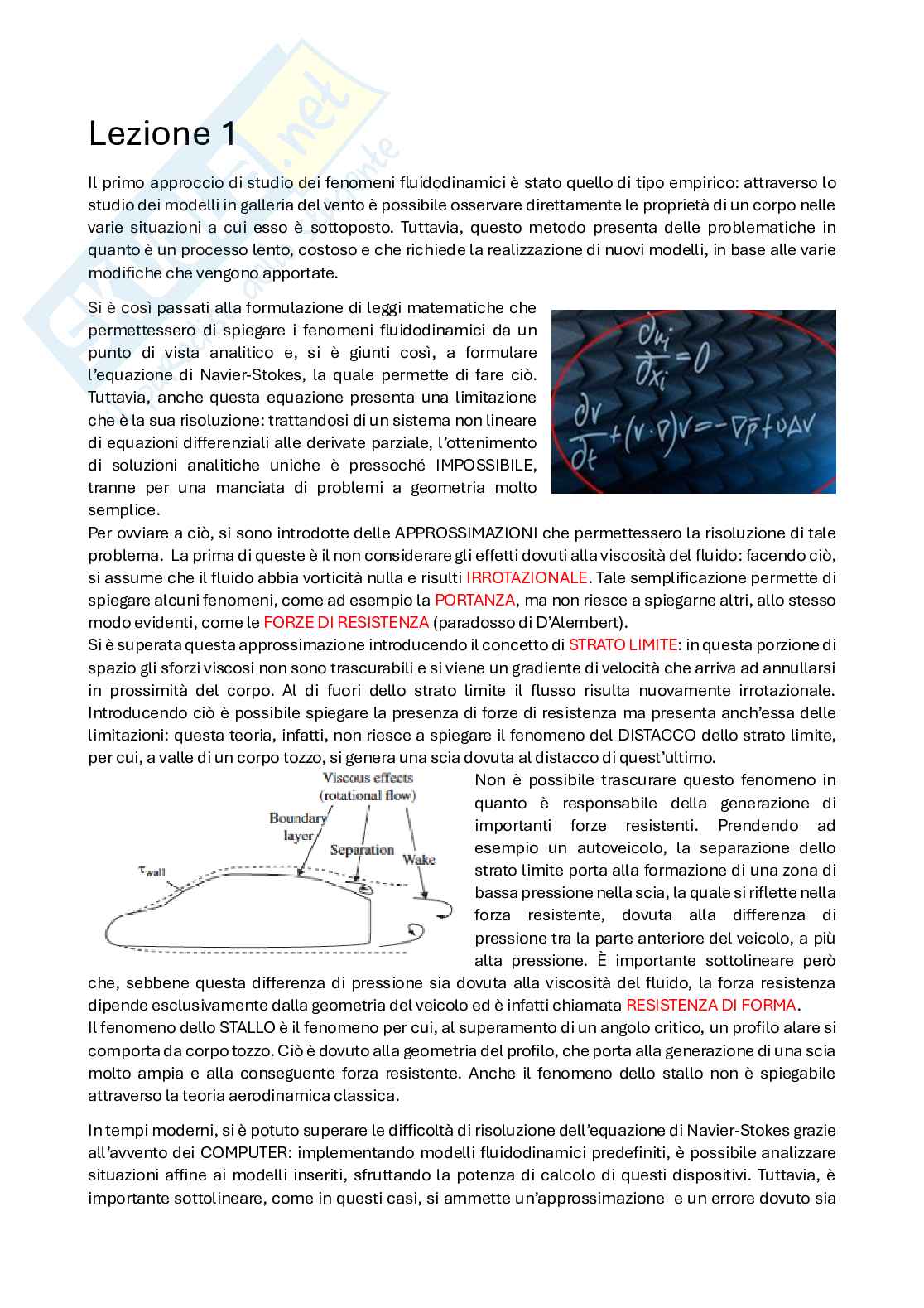Appunti del corso di Fluidodinamica Pag. 1
