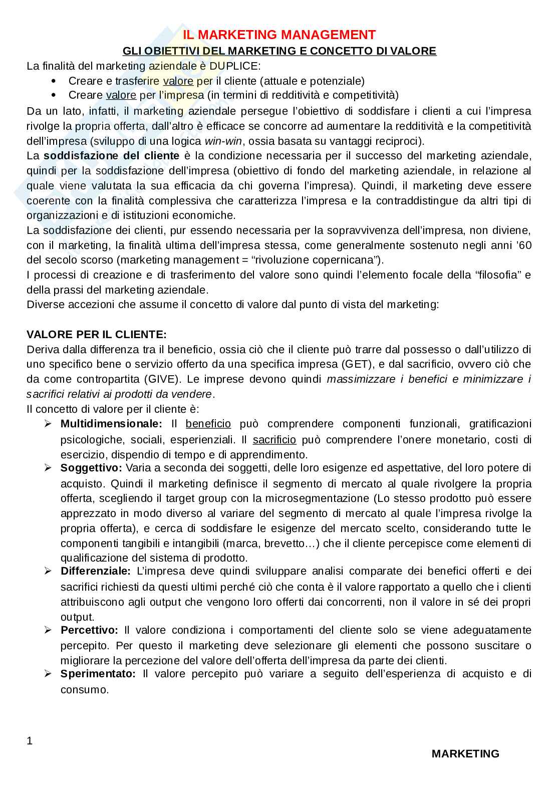 Marketing - Appunti Pag. 1