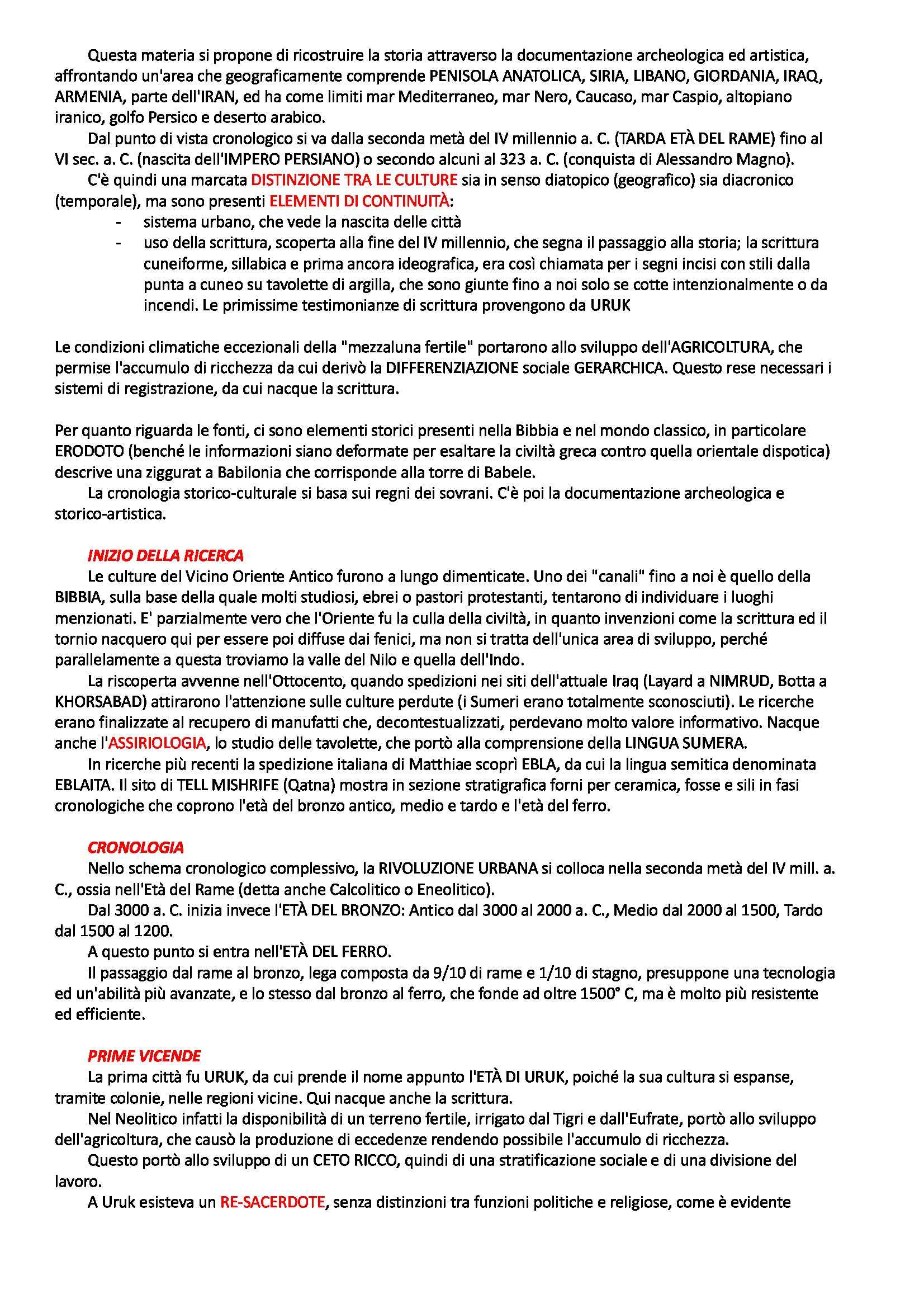 Archeologia e storia dell'arte del vicino Oriente antico - Appunti Pag. 2