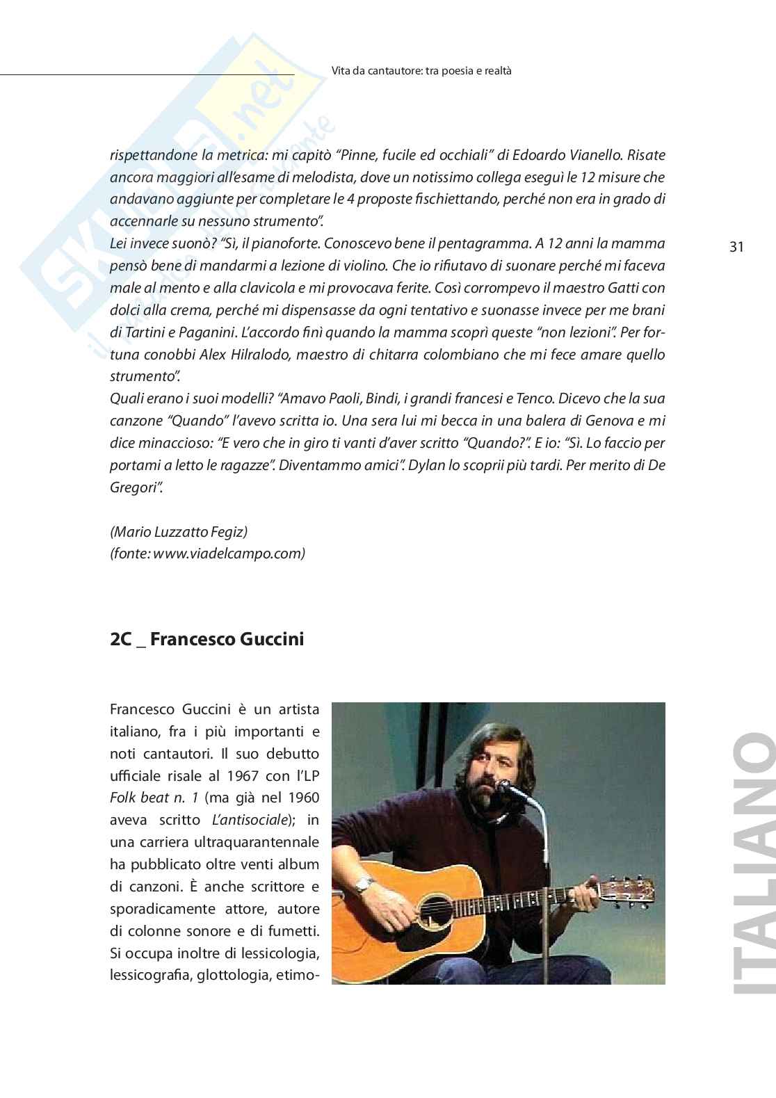 Vita da cantautore: tra poesia e realtà Pag. 31