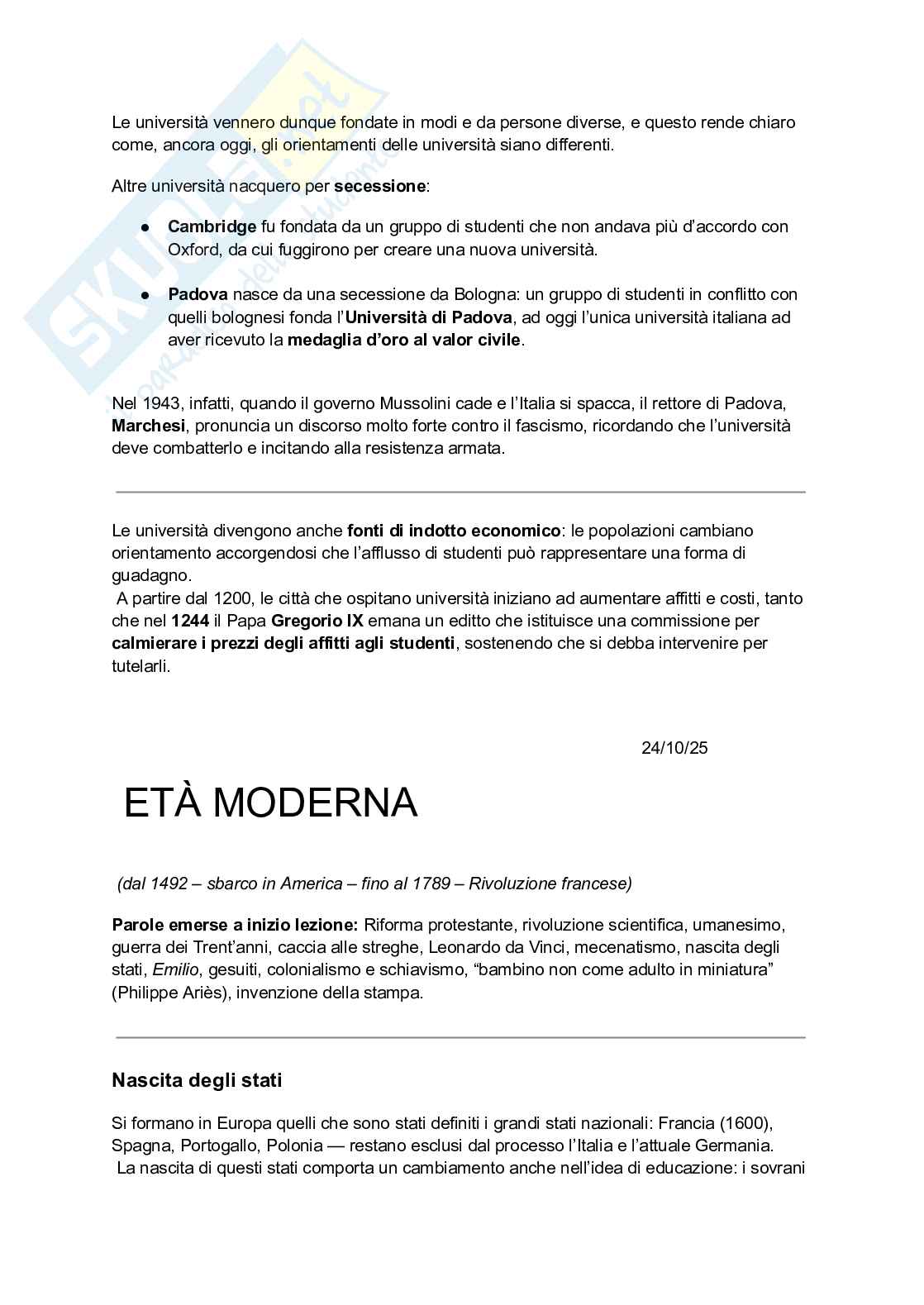 Riassunto esame Storia della pedagogia, Prof. Seveso Gabriella, libro consigliato Storia dell’educazione e delle pedagogie , Santamaita  Pag. 31
