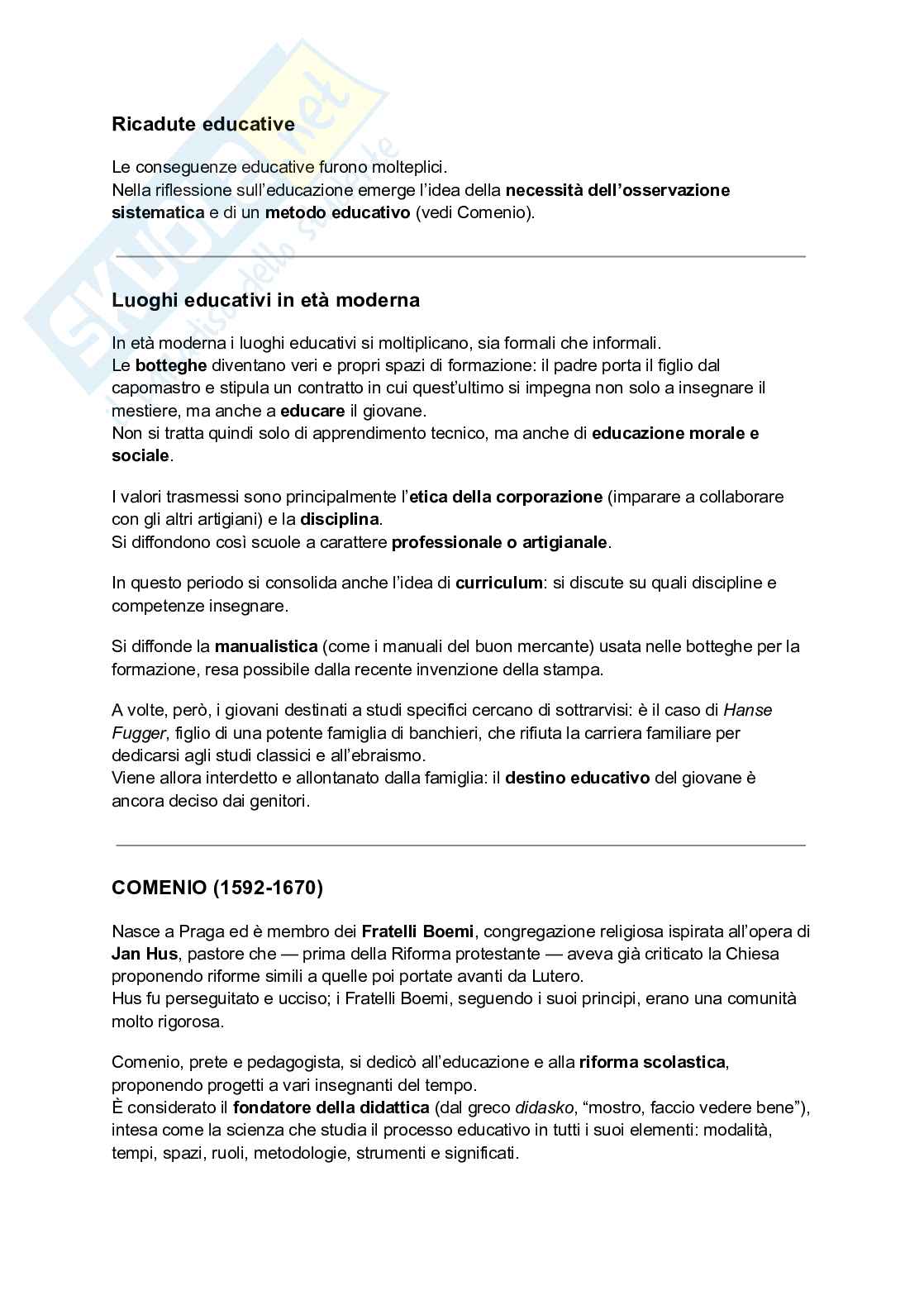 Riassunto esame Storia della pedagogia, Prof. Seveso Gabriella, libro consigliato Storia dell’educazione e delle pedagogie , Santamaita  Pag. 36