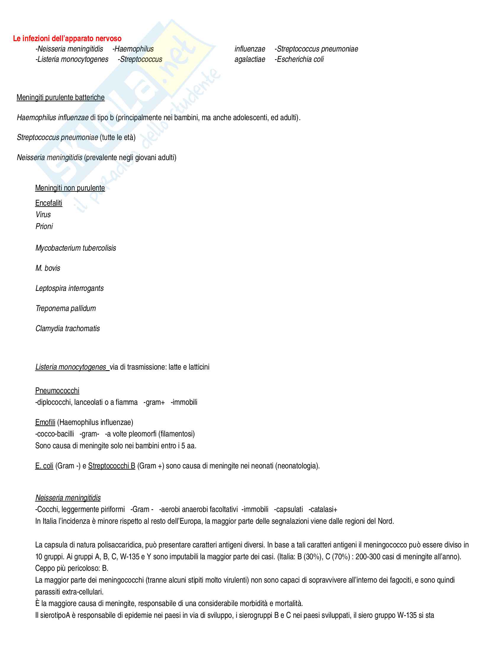 Infezioni del sistema nervoso centrale Pag. 1