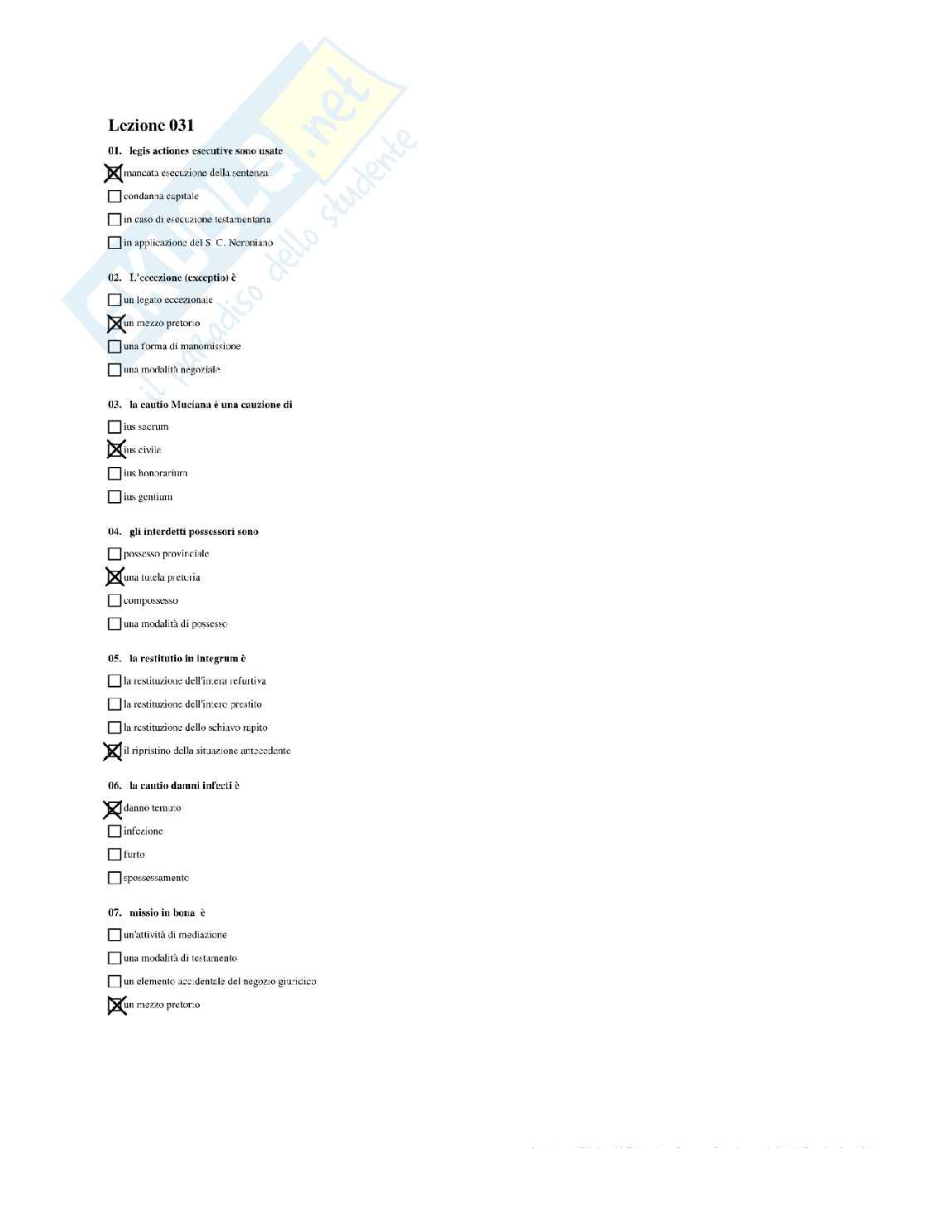 Paniere diritto romano - risposte multiple Pag. 61