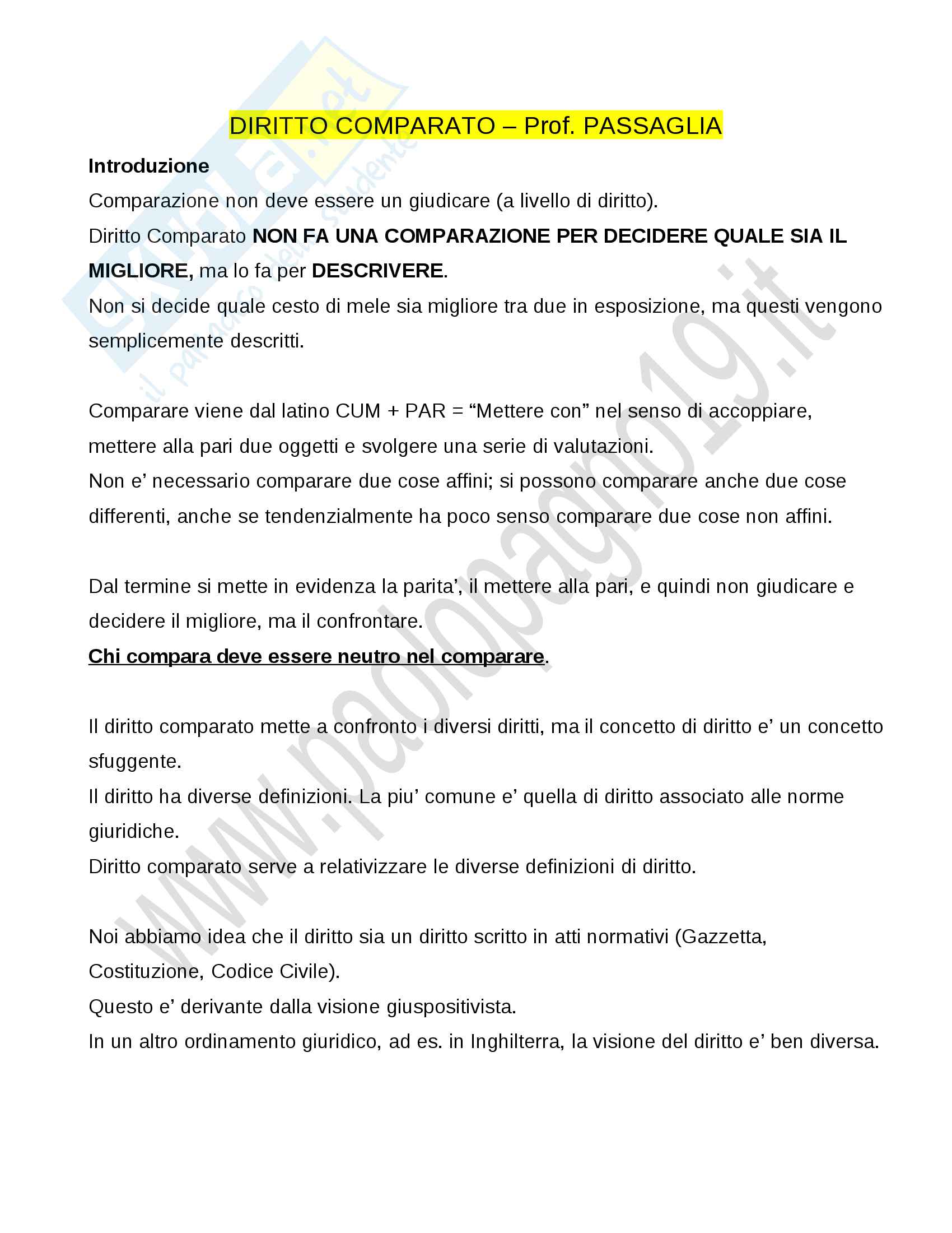 Diritto comparato Pag. 1