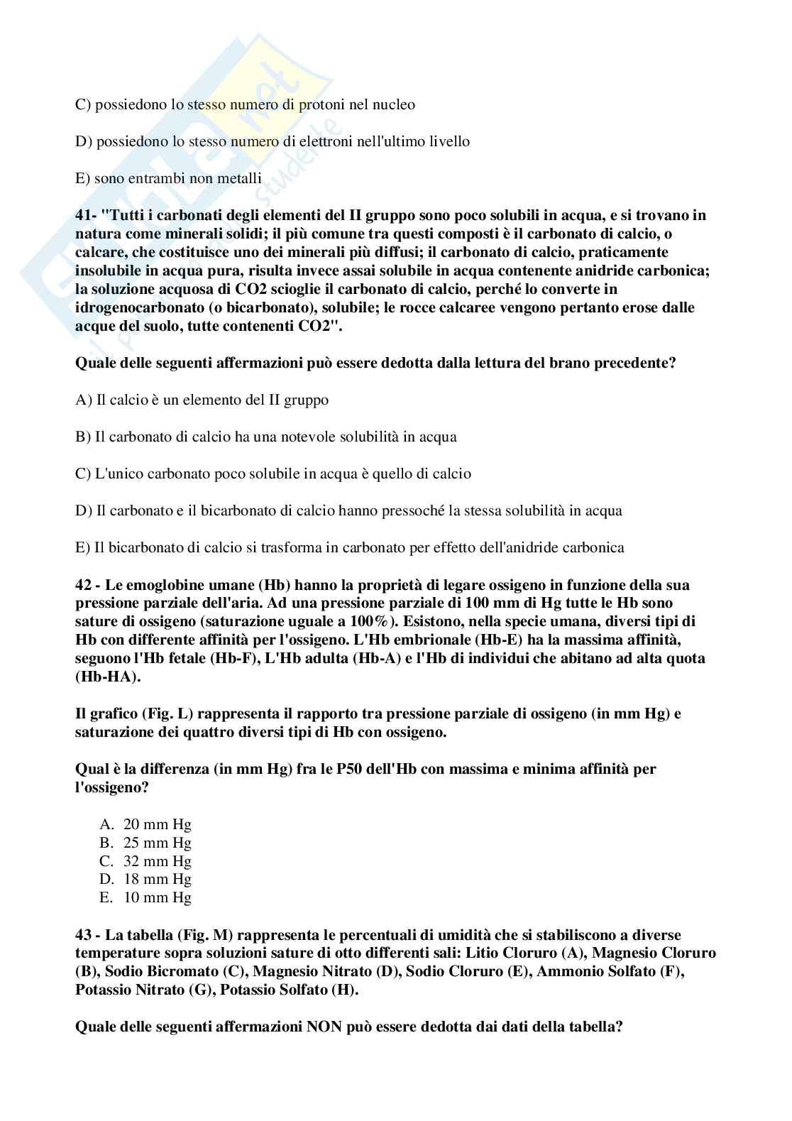1999 Odontoiatria: test di ammissione Pag. 11