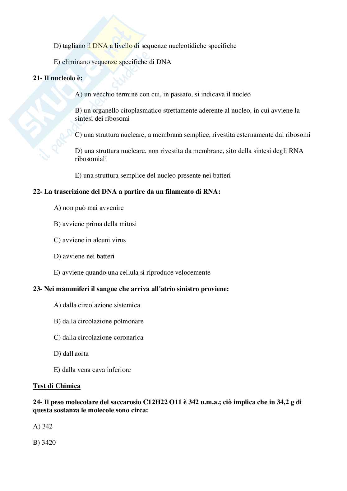 1999 Odontoiatria: test di ammissione Pag. 6