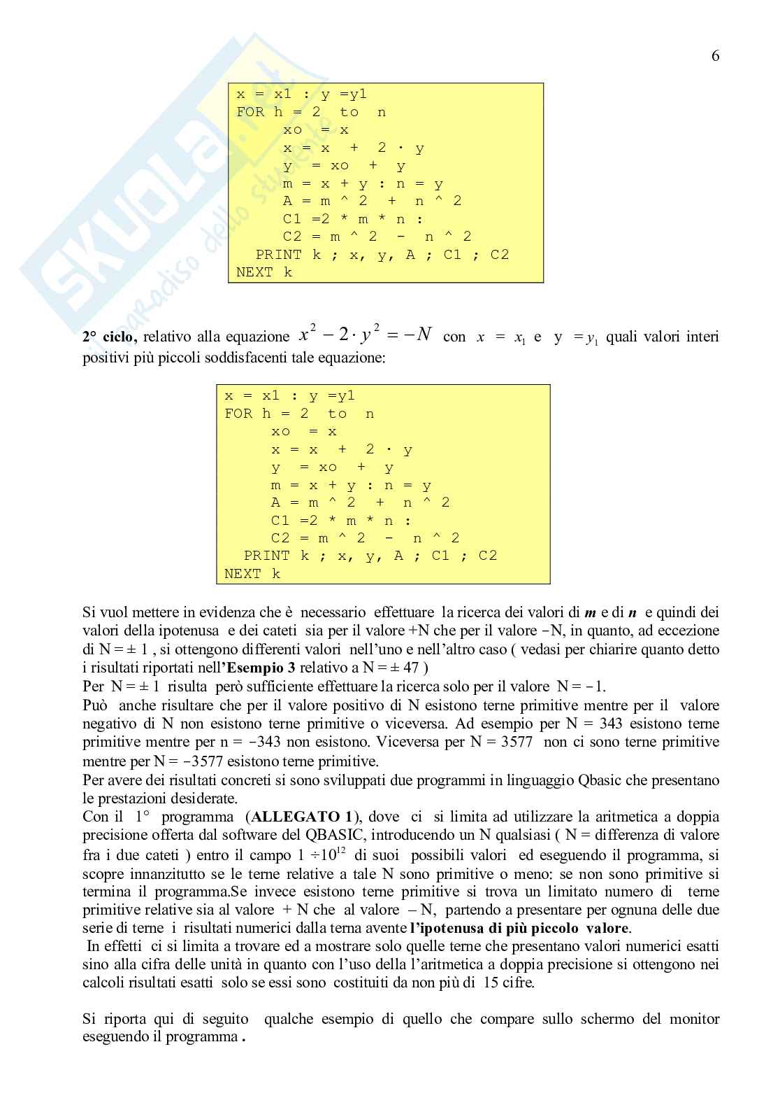 Generazione di terne pitagoriche Pag. 6