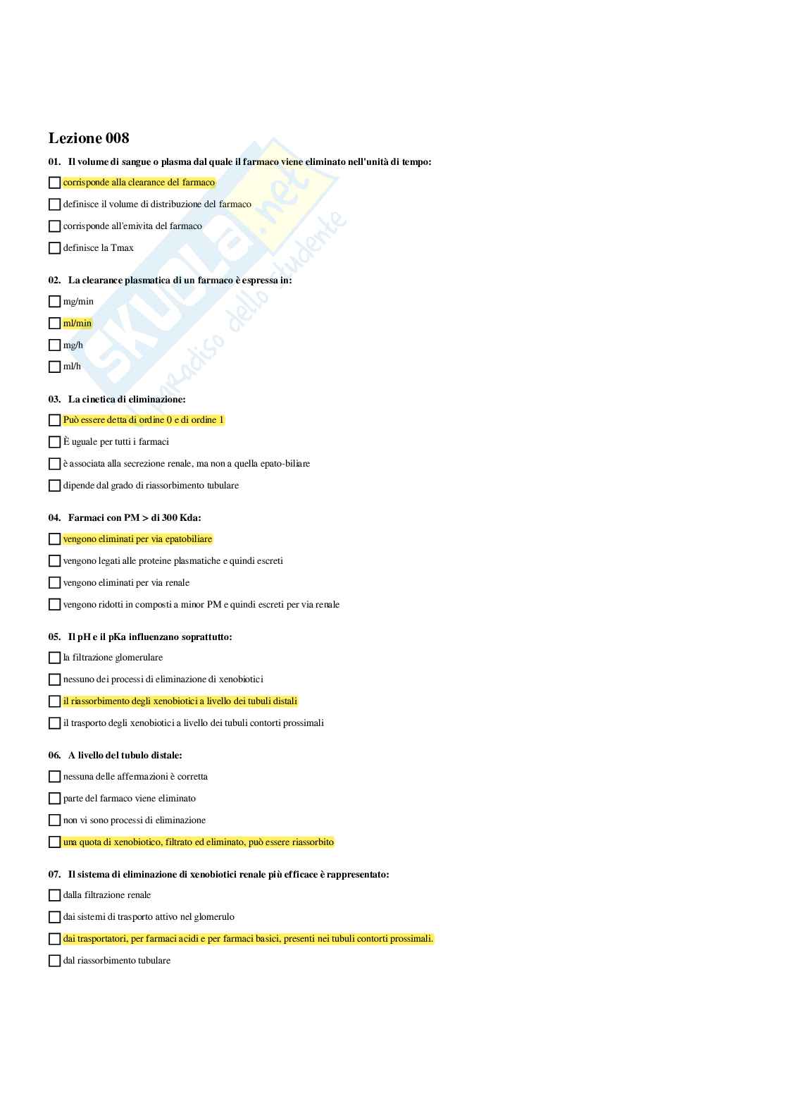 Paniere Farmacologia  - Risposte multiple - aggiornato (2026) Pag. 21