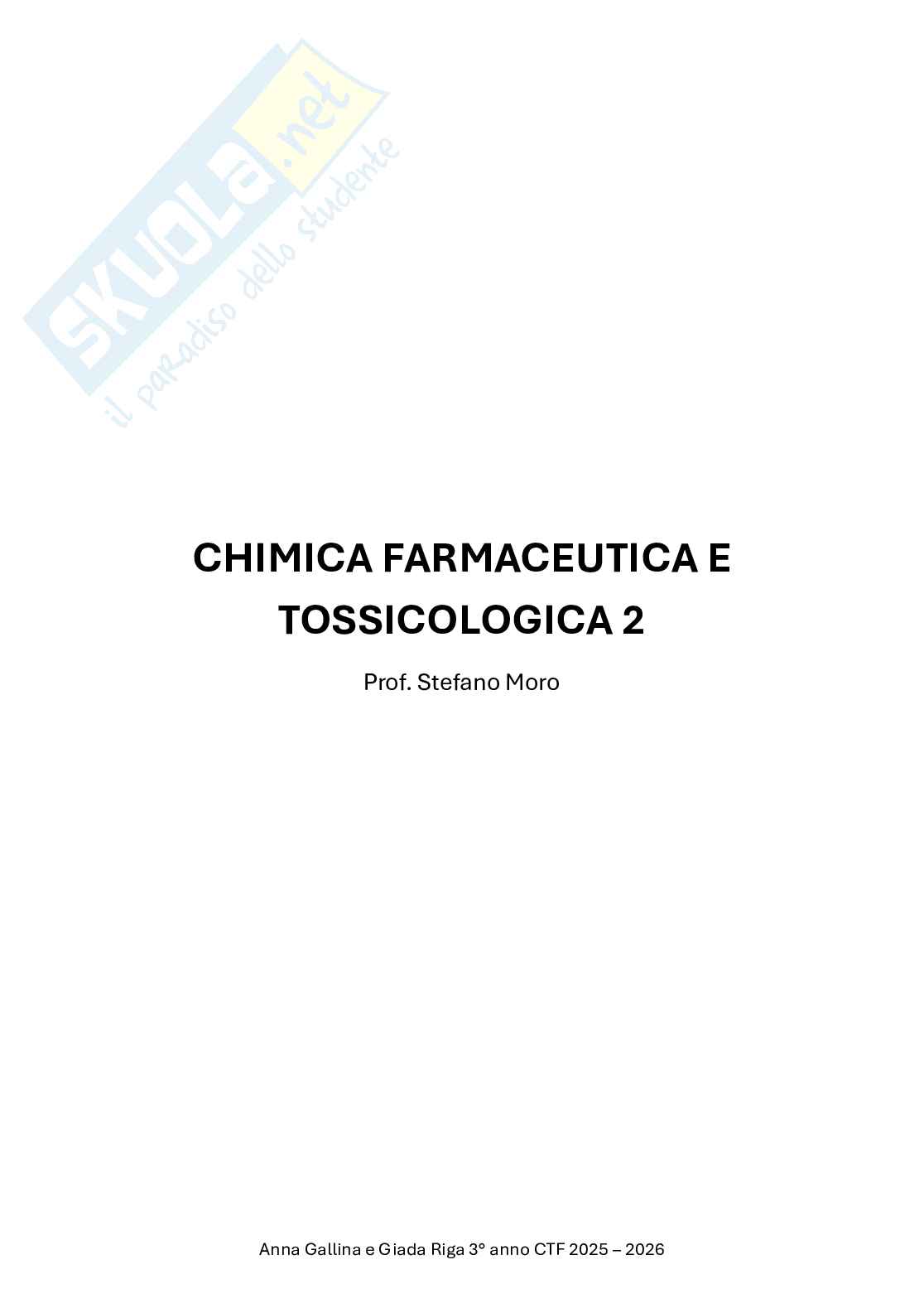 Chimica farmaceutica e tossicologica 2 Pag. 1