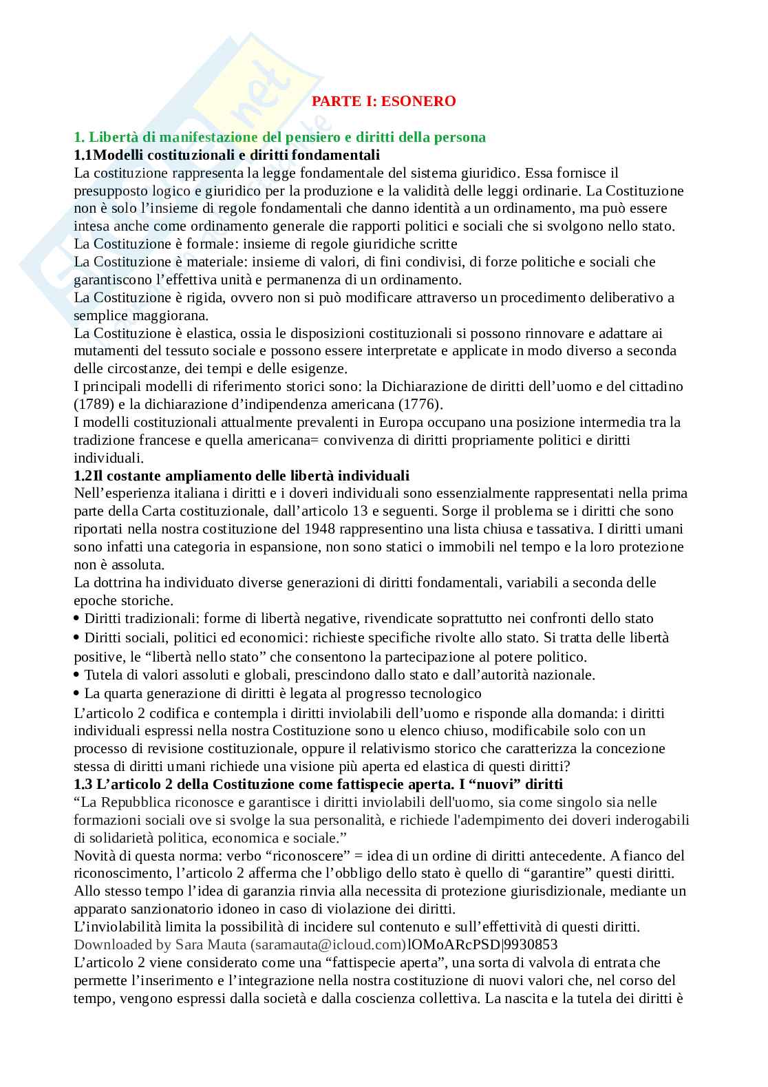 Riassunto esame Diritto pubblico e dell'informazione, Prof. Marsocci Paola, libro consigliato Le regole dell'informazione , Gardini Pag. 1