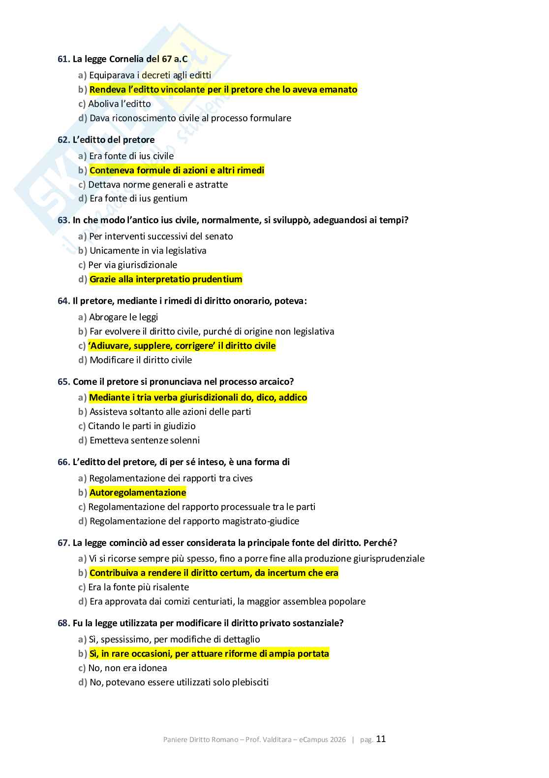 Paniere Diritto romano 2026, corretto con extra e glossario Pag. 11