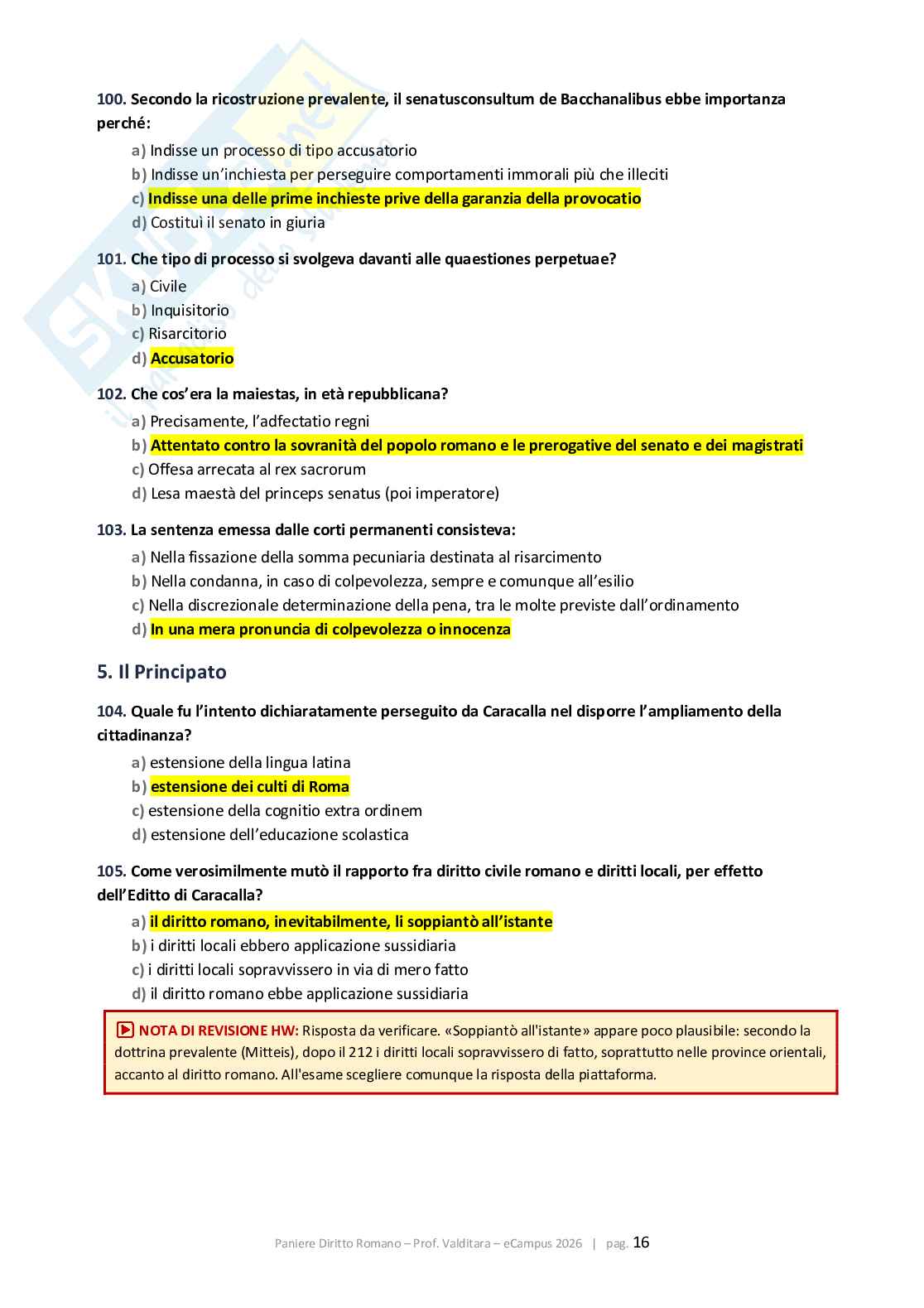 Paniere Diritto romano 2026, corretto con extra e glossario Pag. 16