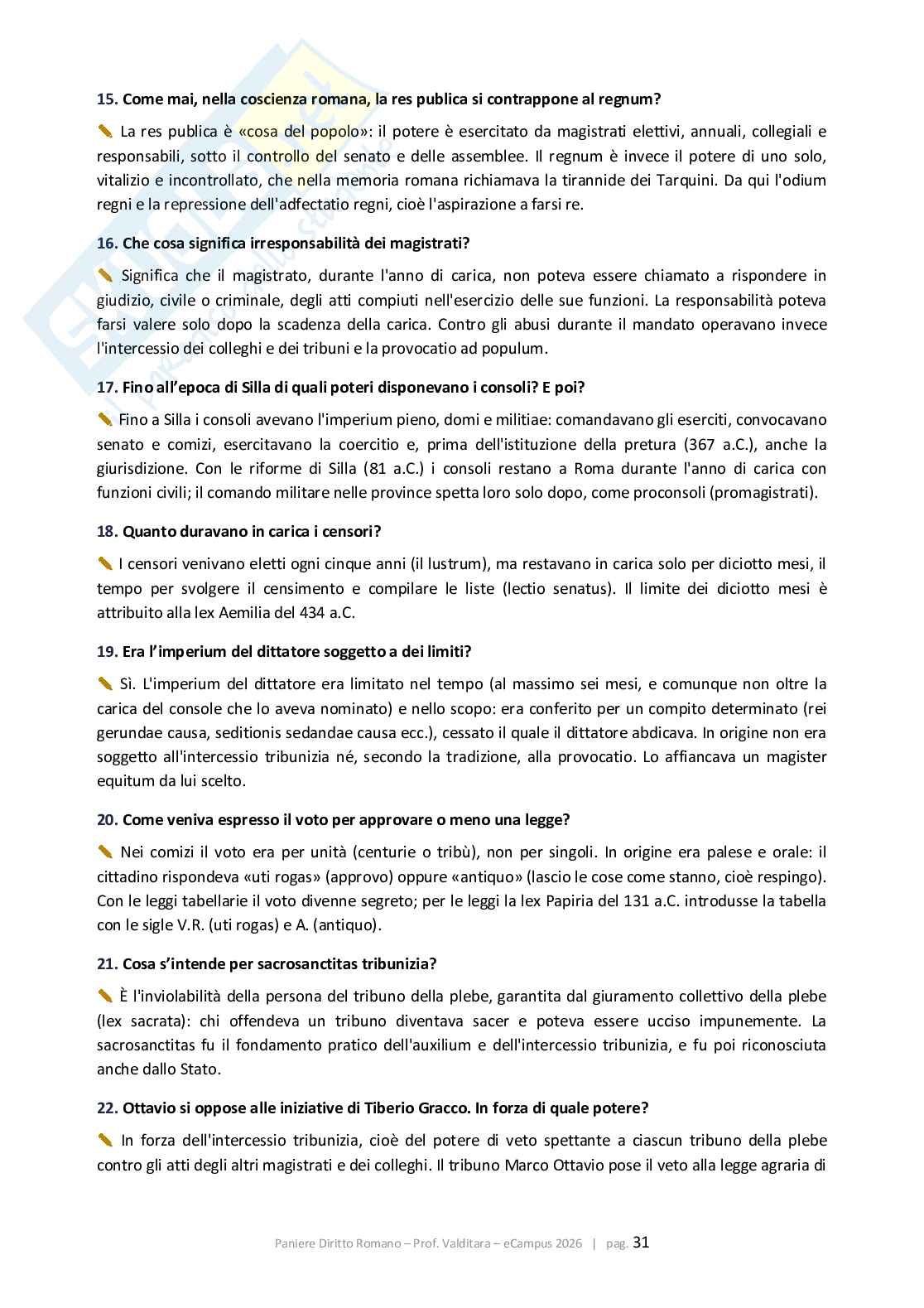 Paniere Diritto romano 2026, corretto con extra e glossario Pag. 31