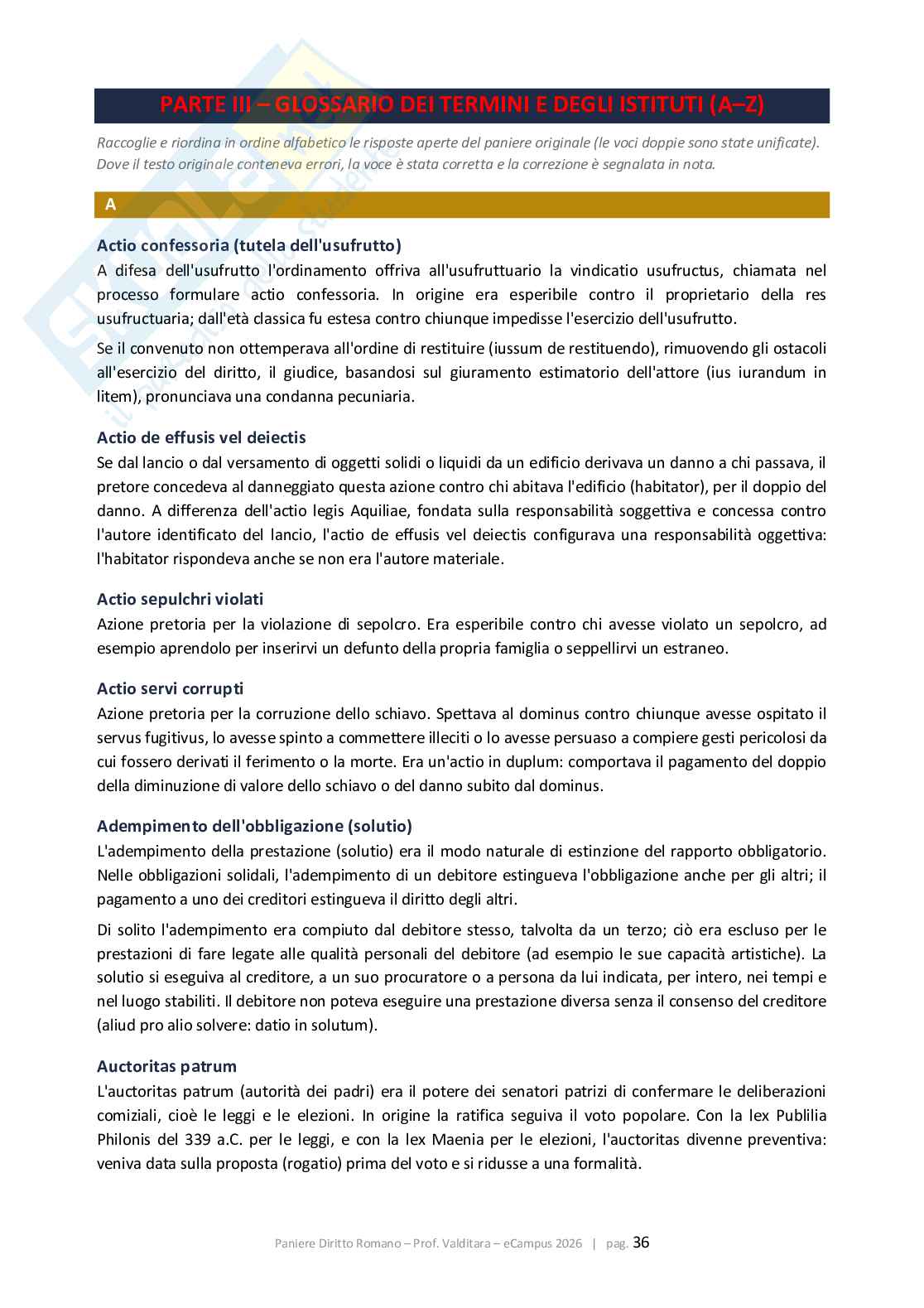 Paniere Diritto romano 2026, corretto con extra e glossario Pag. 36