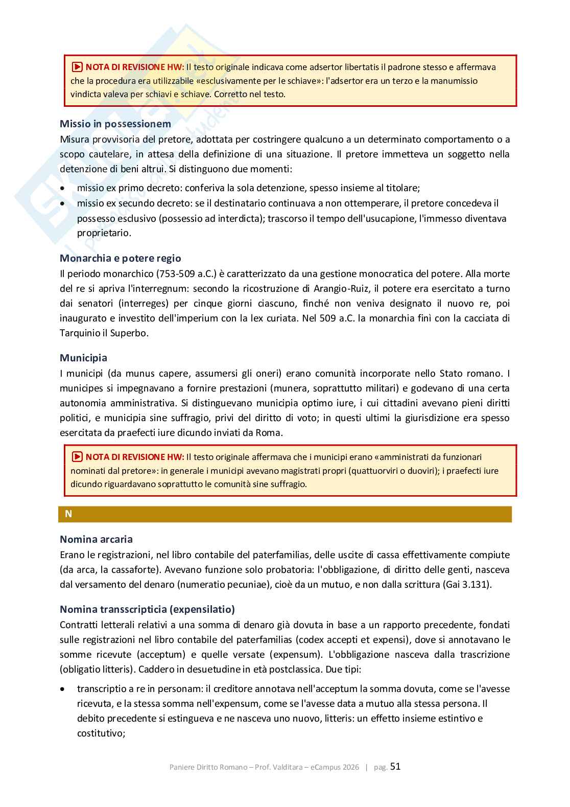 Paniere Diritto romano 2026, corretto con extra e glossario Pag. 51