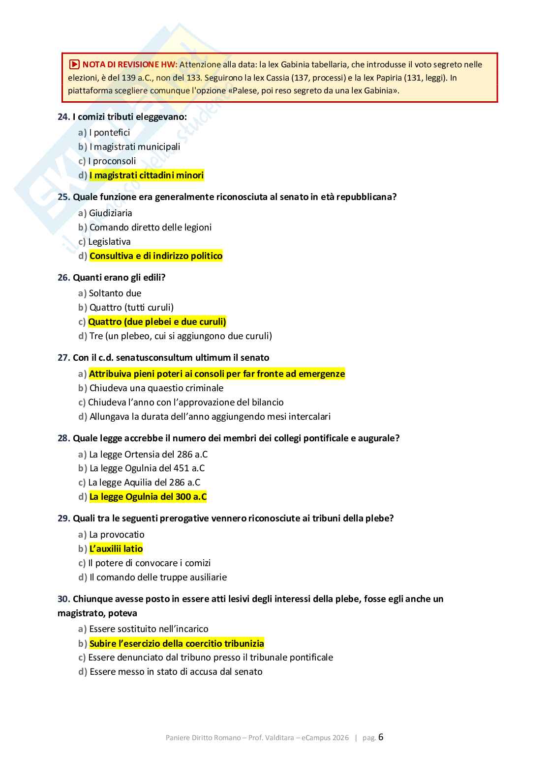Paniere Diritto romano 2026, corretto con extra e glossario Pag. 6
