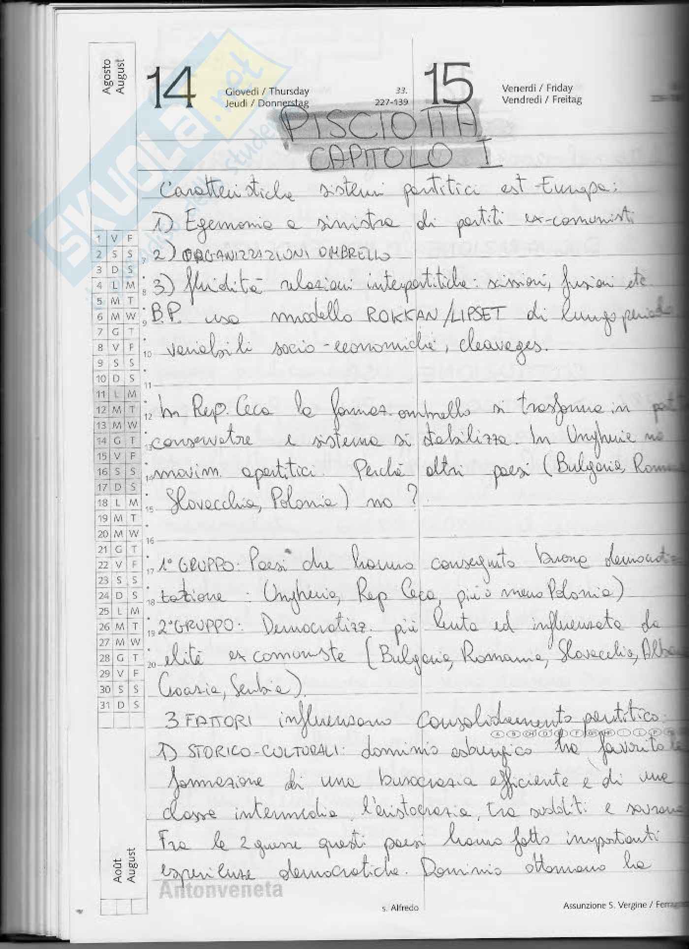 Origini dei partiti post-comunisti - Pisciotta Pag. 1