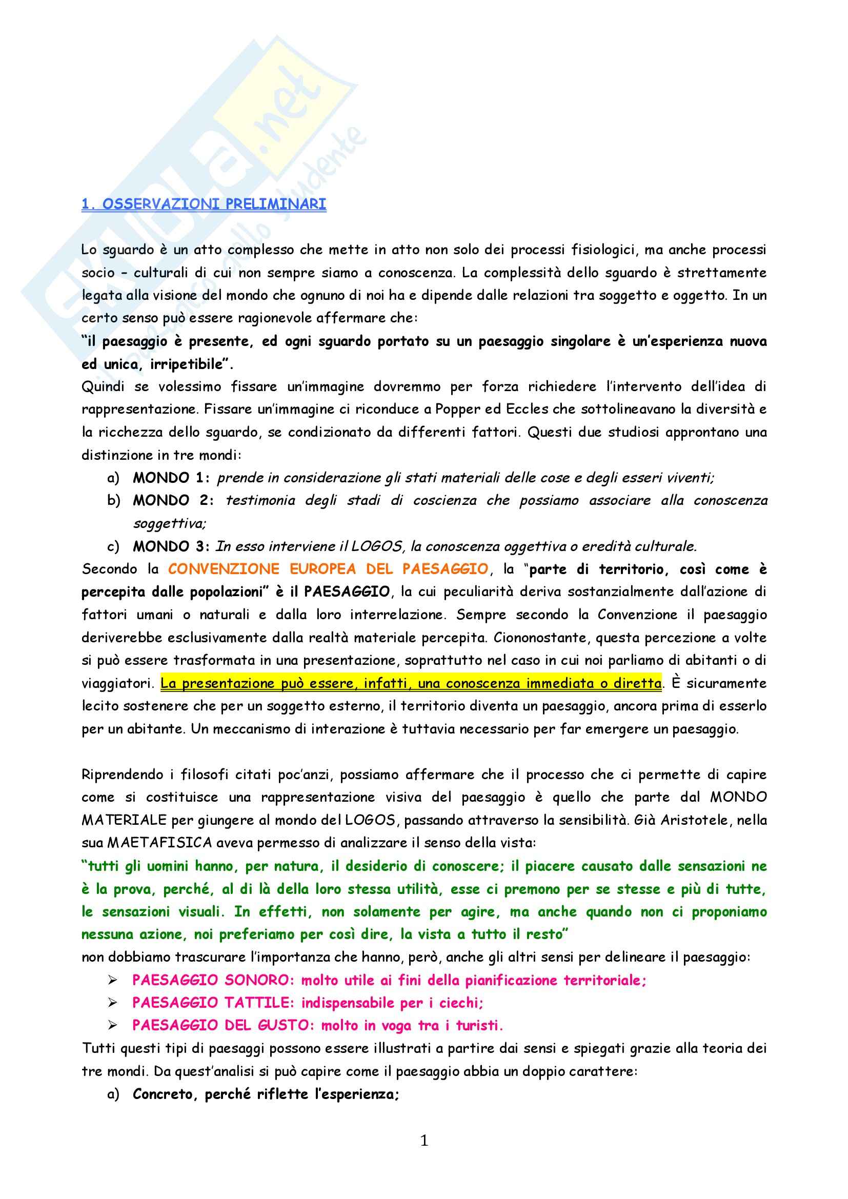 Riassunto esame Geografia, prof. Micelli, libro consigliato Dalla Nostalgia del Territorio al Desiderio del Paesaggio, Raffestin Pag. 1