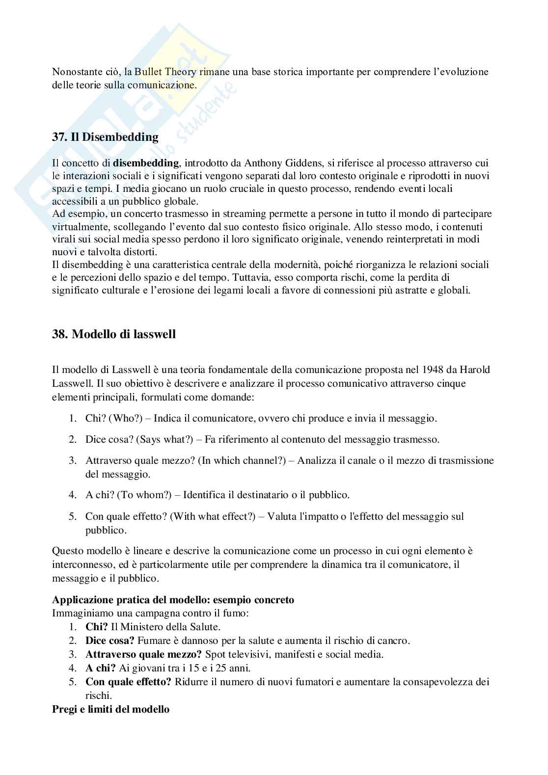 Domande e risposte Sociologia della comunicazione Pag. 16