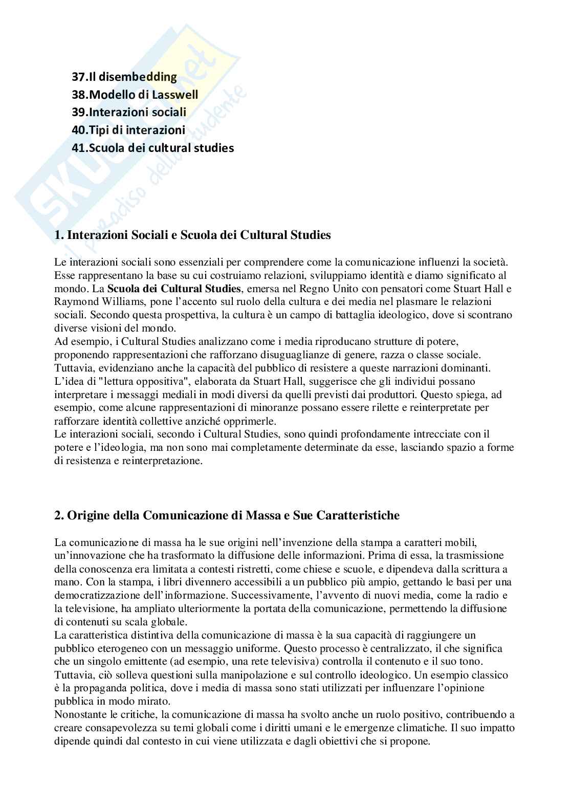 Domande e risposte Sociologia della comunicazione Pag. 2