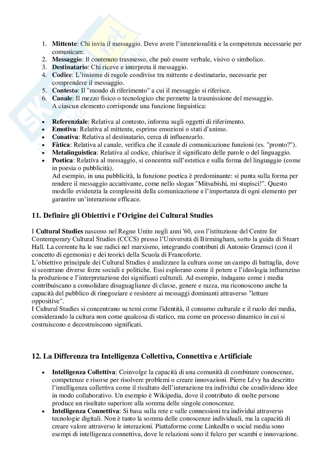 Domande e risposte Sociologia della comunicazione Pag. 6