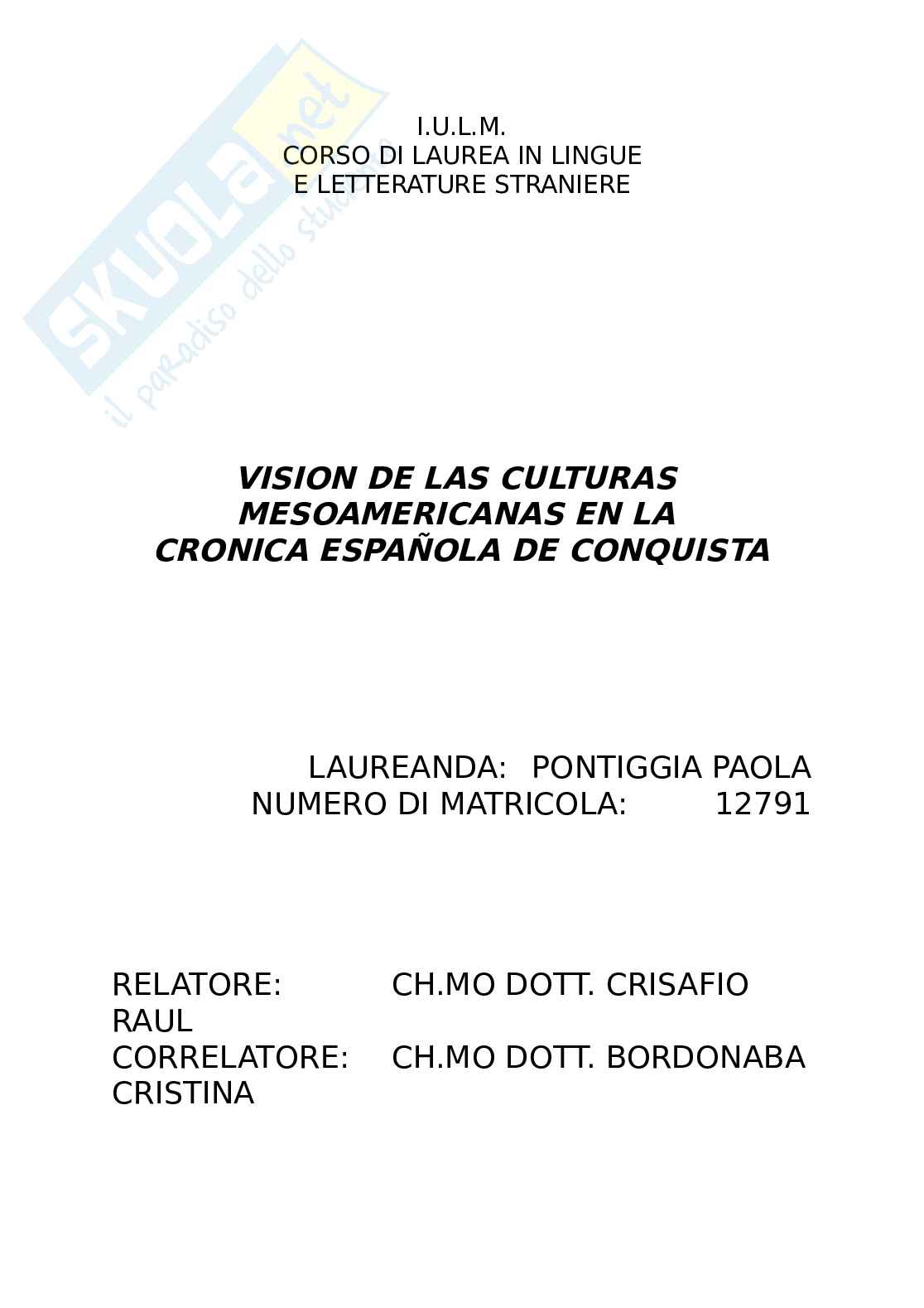 Pagina titolo della tesi, indice generale e introduzione Pag. 1