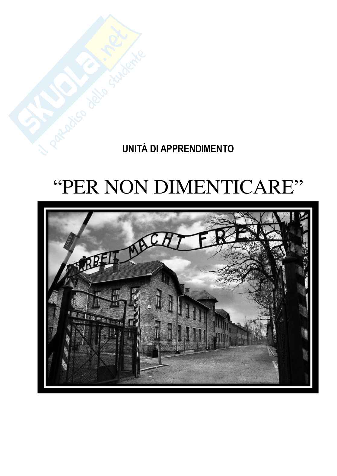 Esempio  UDA lezione simulata concorso scuola a22 italiano titolo per non dimenticare Pag. 1