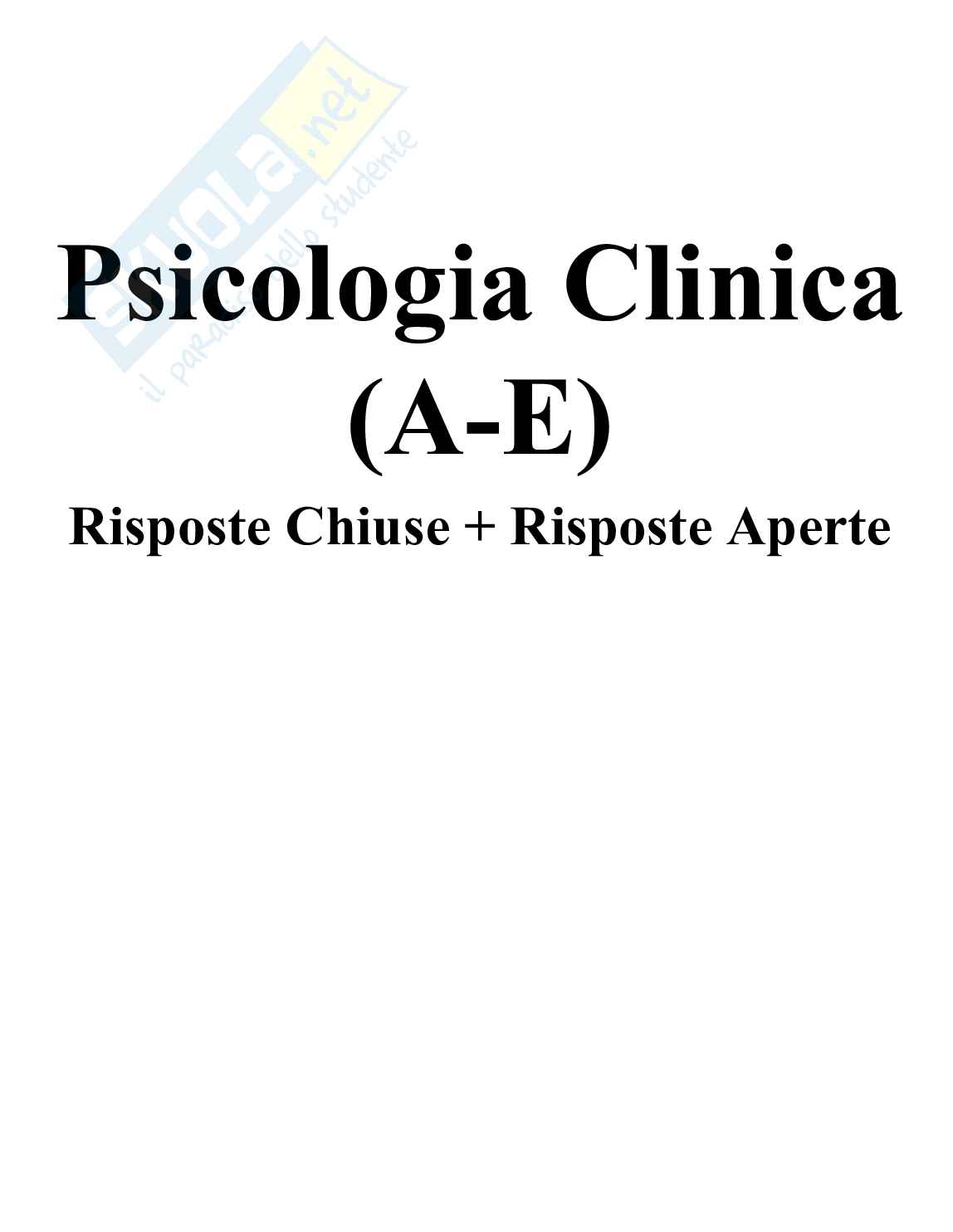 Psicologia Clinica - Paniere compilato Pag. 1