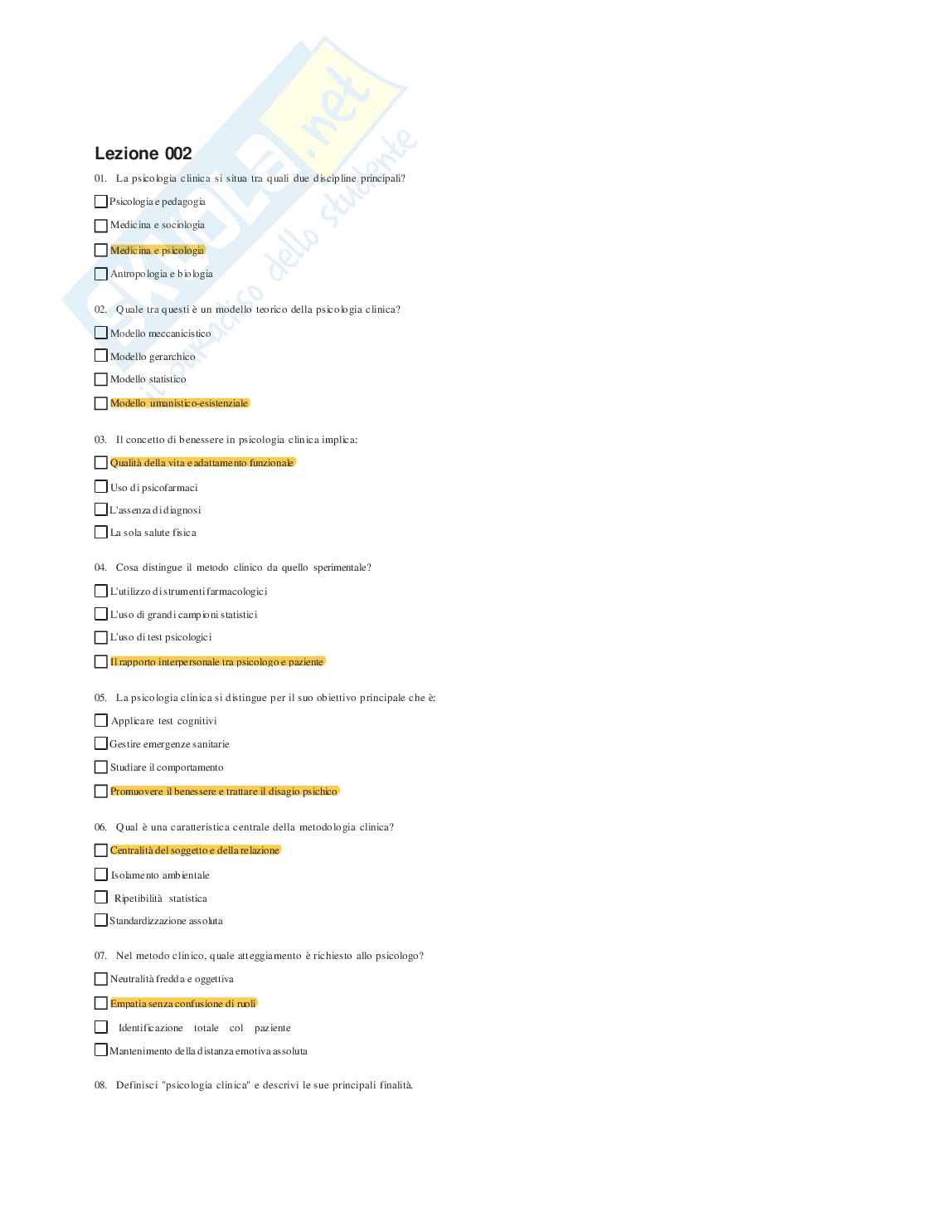 Psicologia Clinica - Paniere compilato Pag. 2